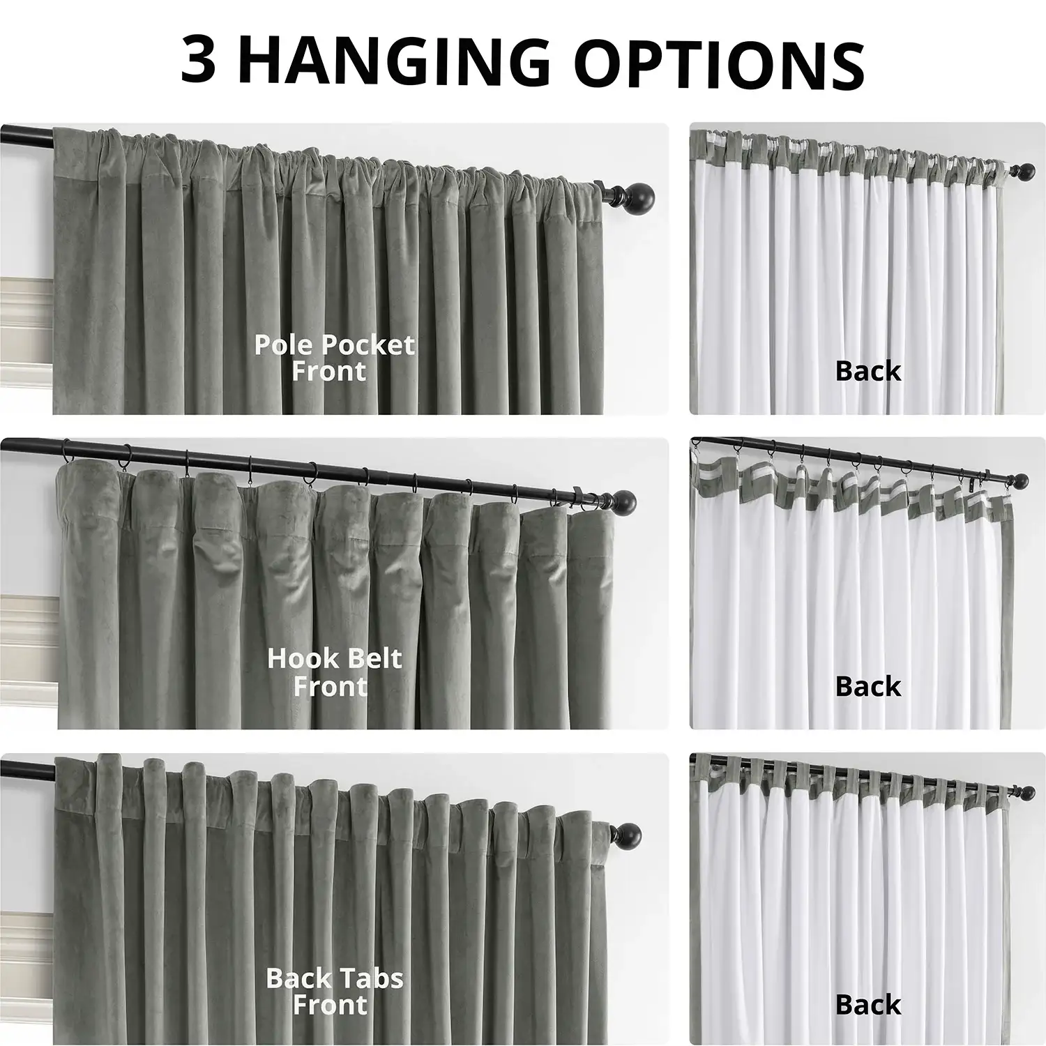 Silver Grey Signature Extra Wide Velvet Blackout Curtain - Image 2