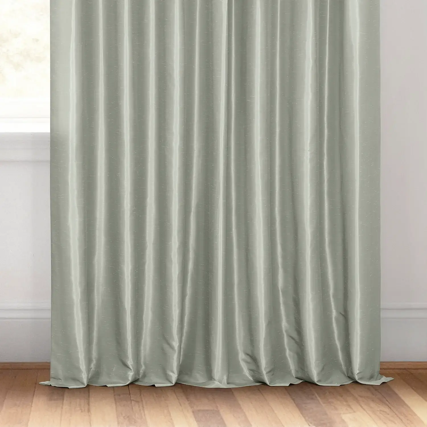 Silver Vintage Textured Faux Dupioni Silk Custom Curtain - Image 3