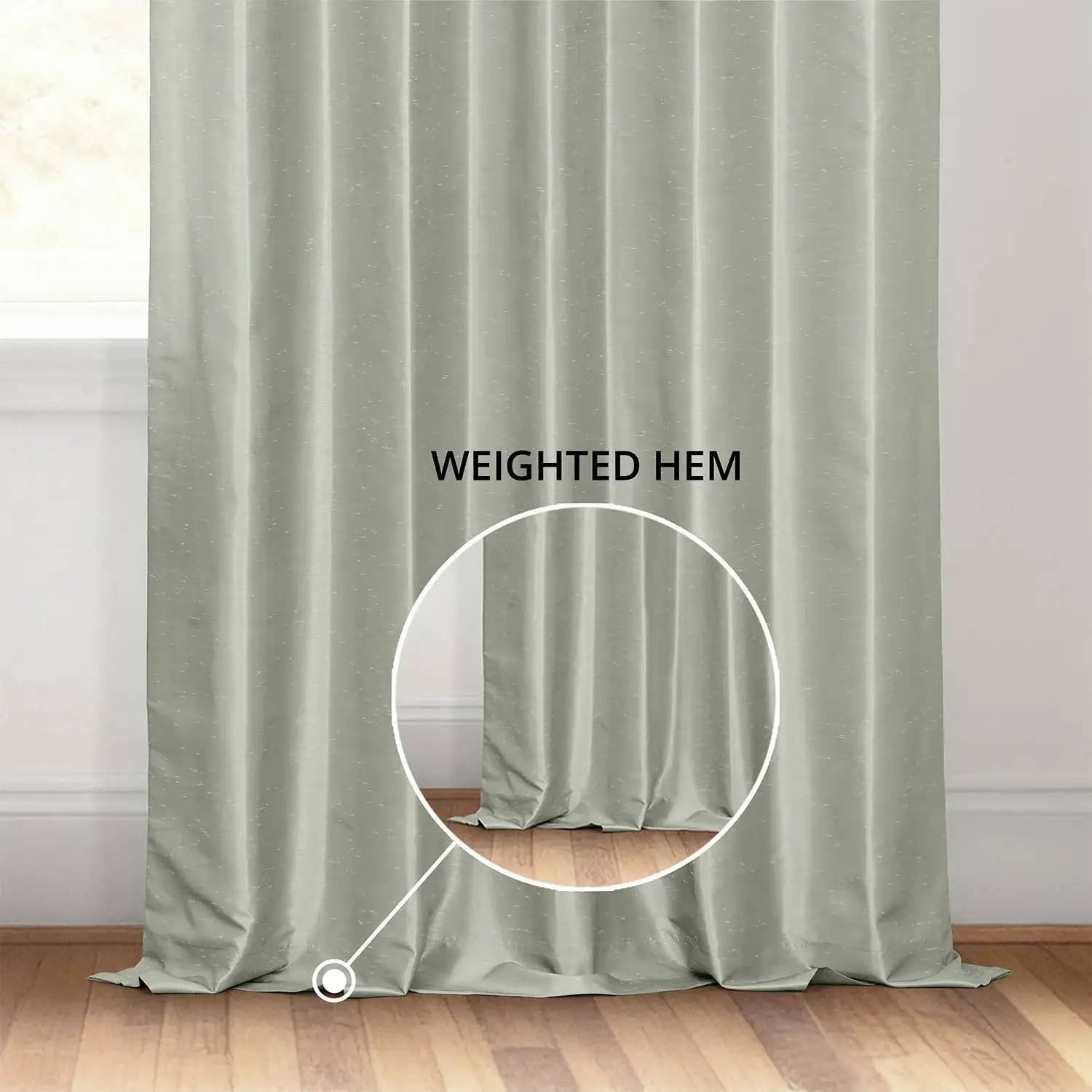 Silver Vintage Textured Faux Dupioni Silk Custom Curtain - Image 4