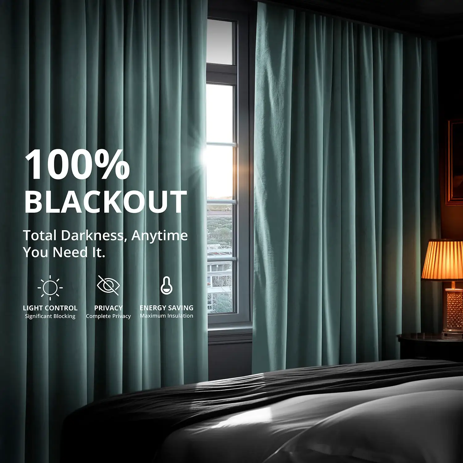Skylark Blue Signature Velvet Blackout Curtain - Image 4
