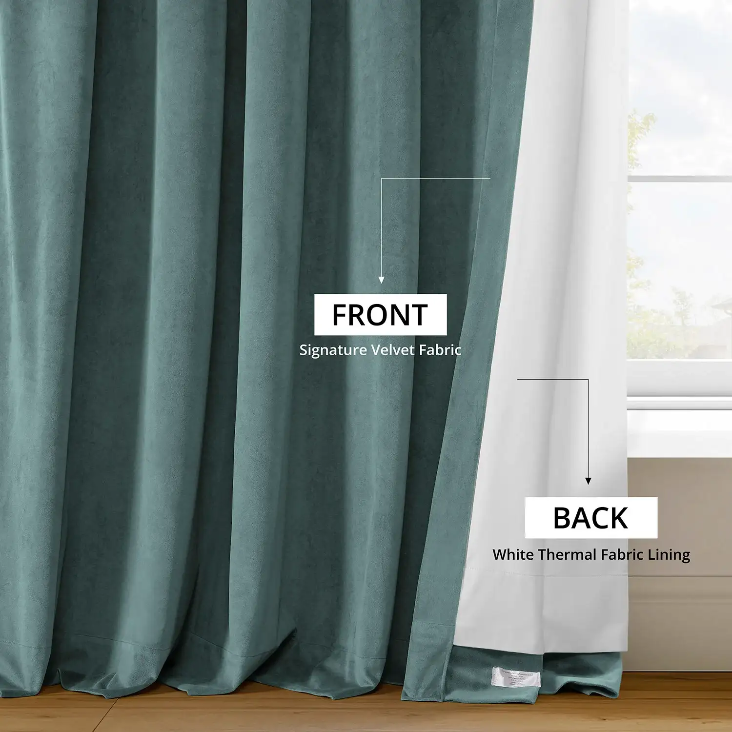 Skylark Blue Signature Velvet Blackout Curtain - Image 6