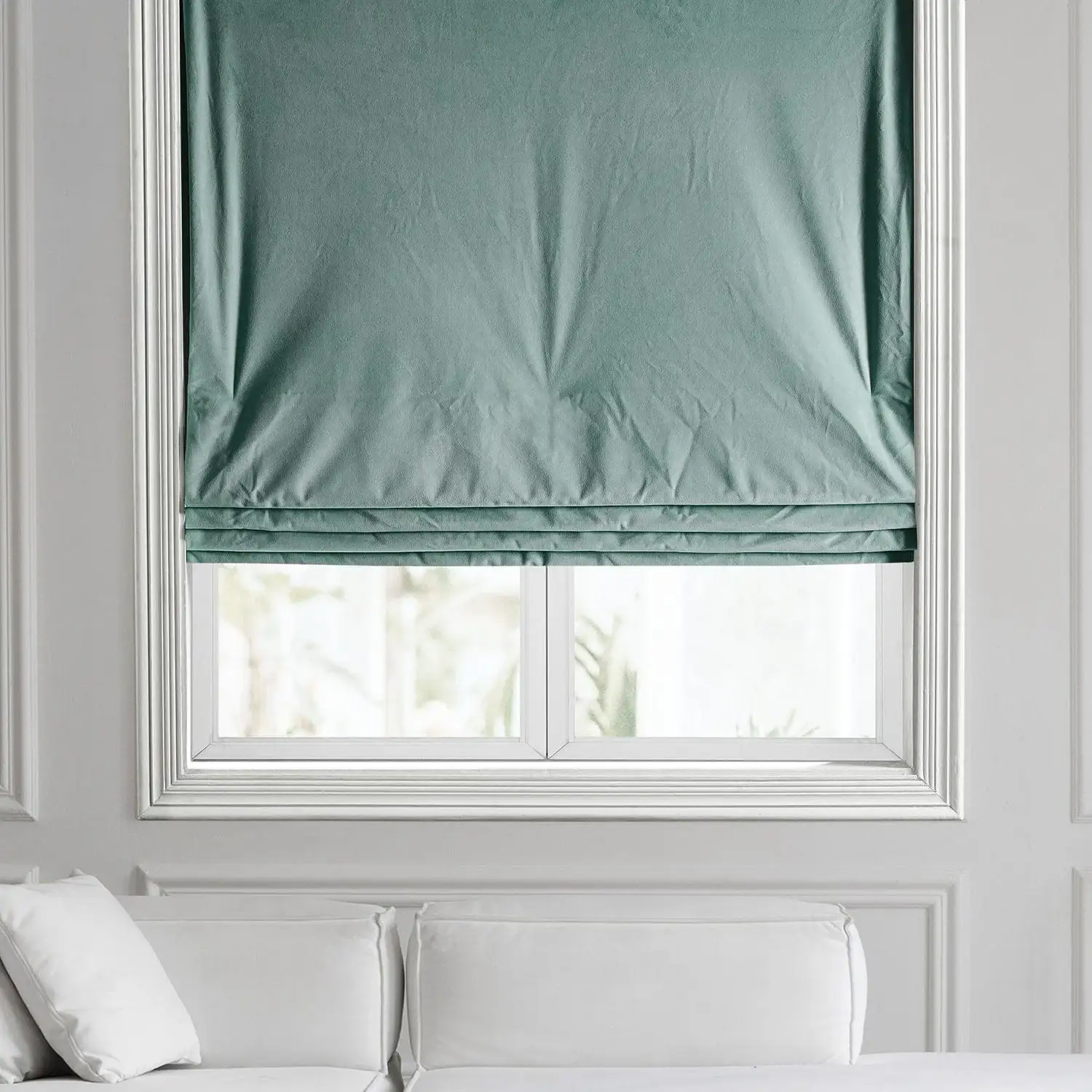 Skylark Blue Signature Velvet Roman Shade
