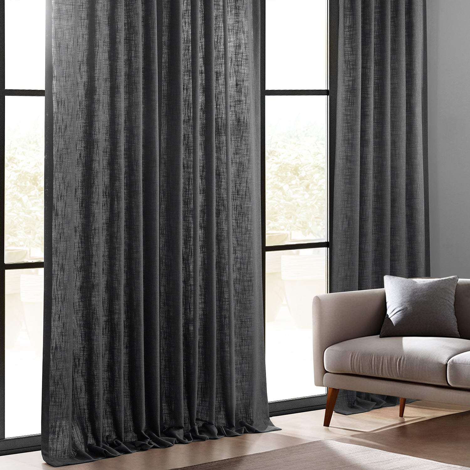 Slate Grey Heavy Faux Linen Custom Curtain - Image 4