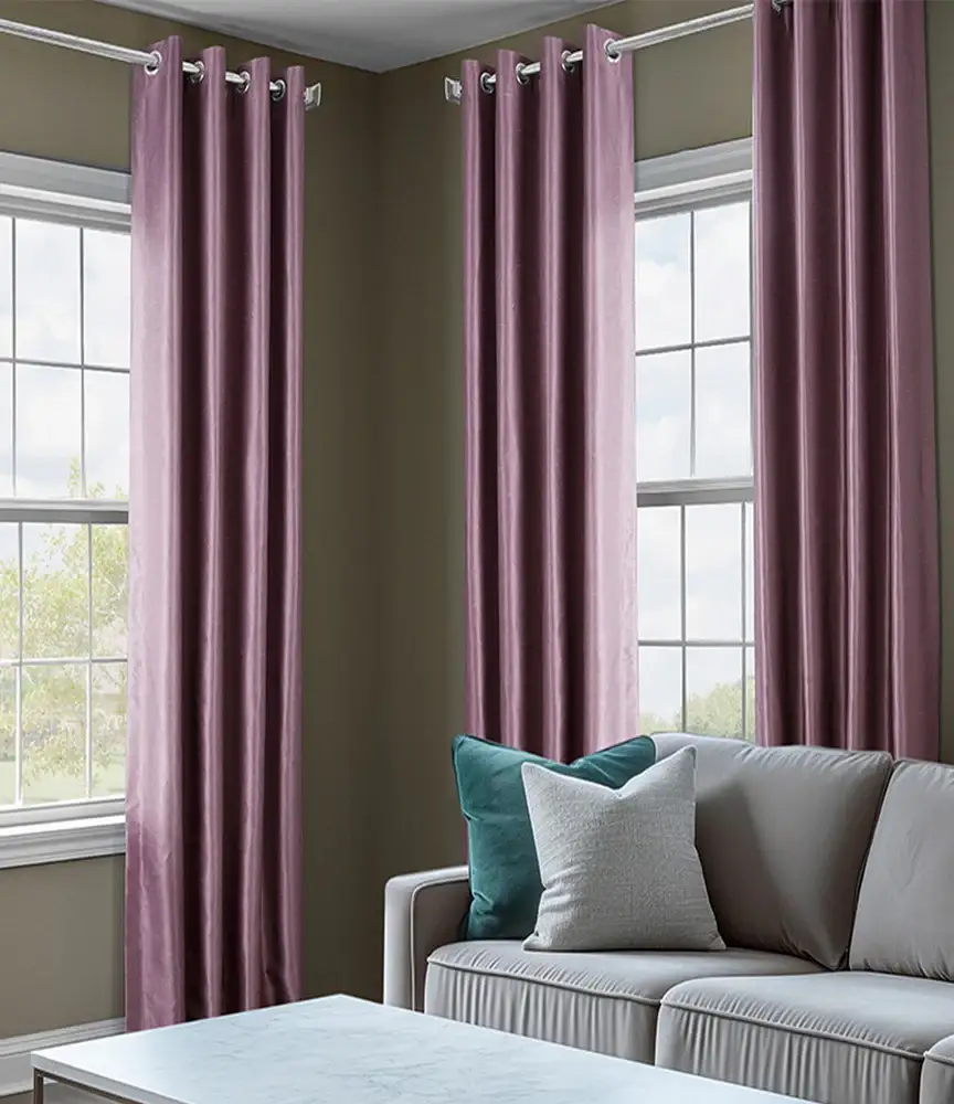 Smokey Plum Vintage Textured Faux Dupioni Silk Custom Curtain