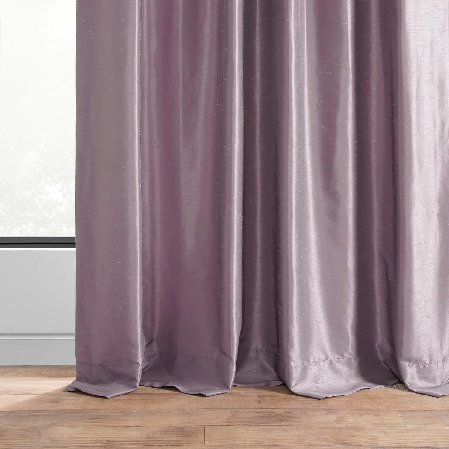 Smokey Plum Vintage Textured Faux Dupioni Silk Custom Curtain - Image 3