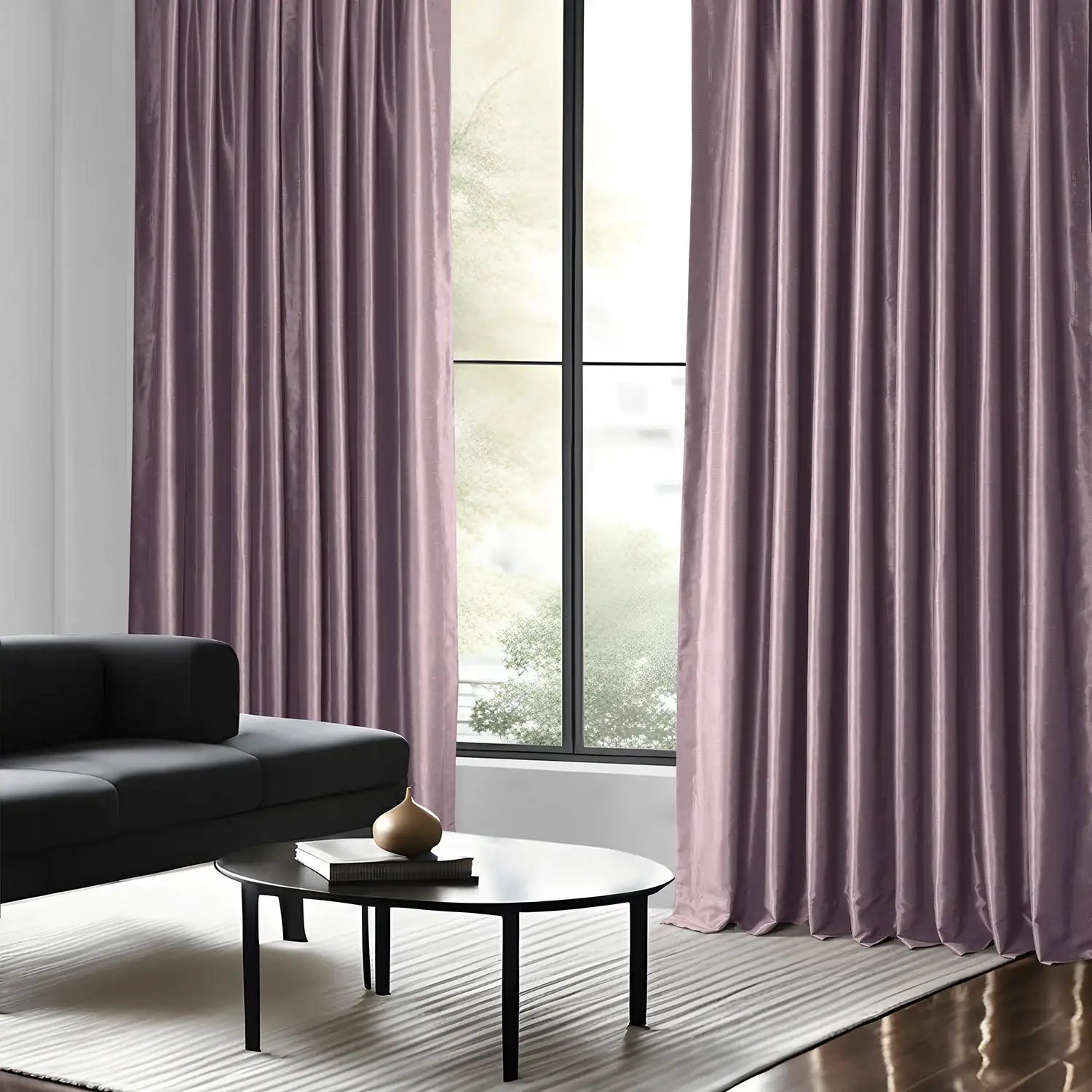 Smokey Plum Vintage Textured Faux Dupioni Silk Custom Curtain - Image 4
