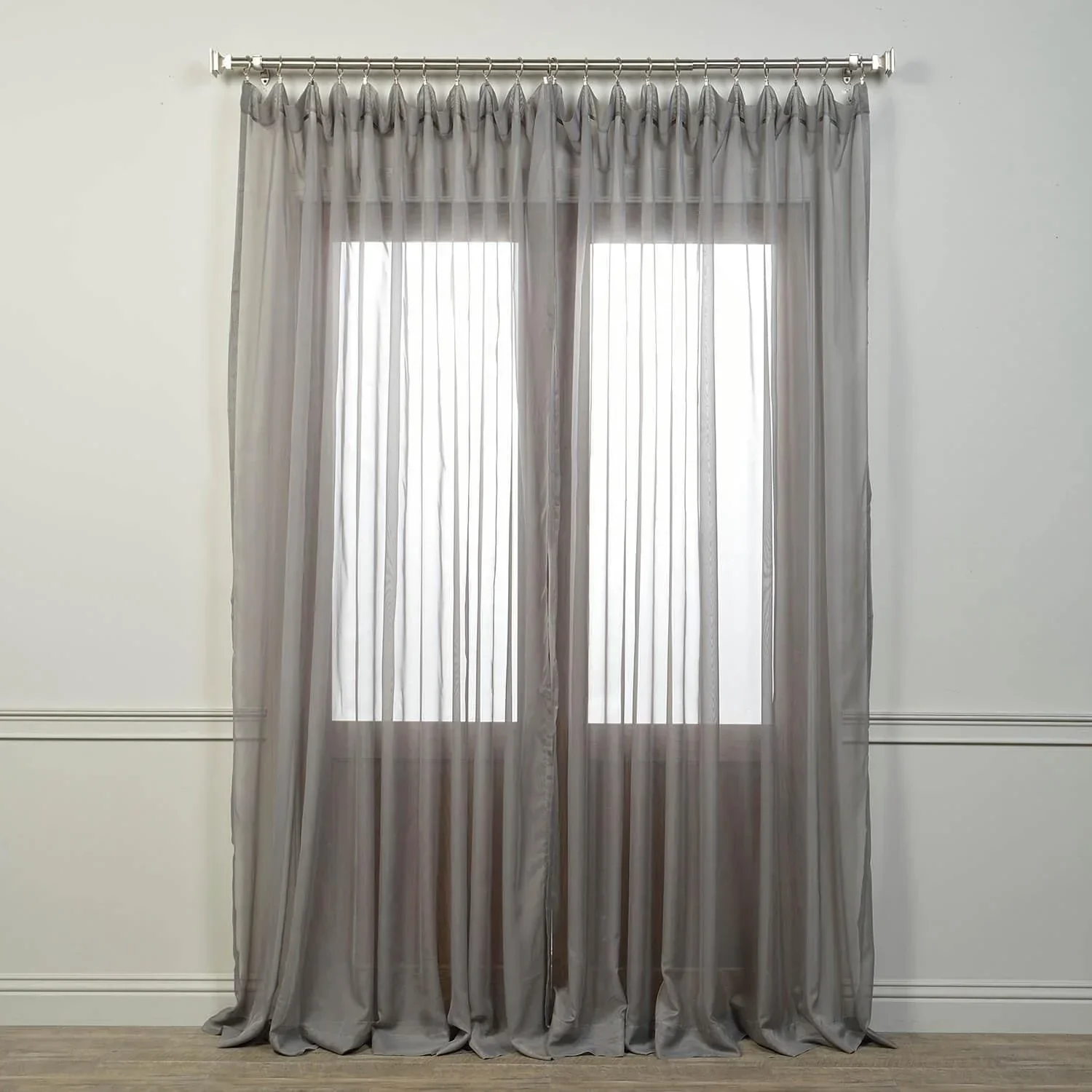 Solid Grey Extra Wide Sheer Curtain