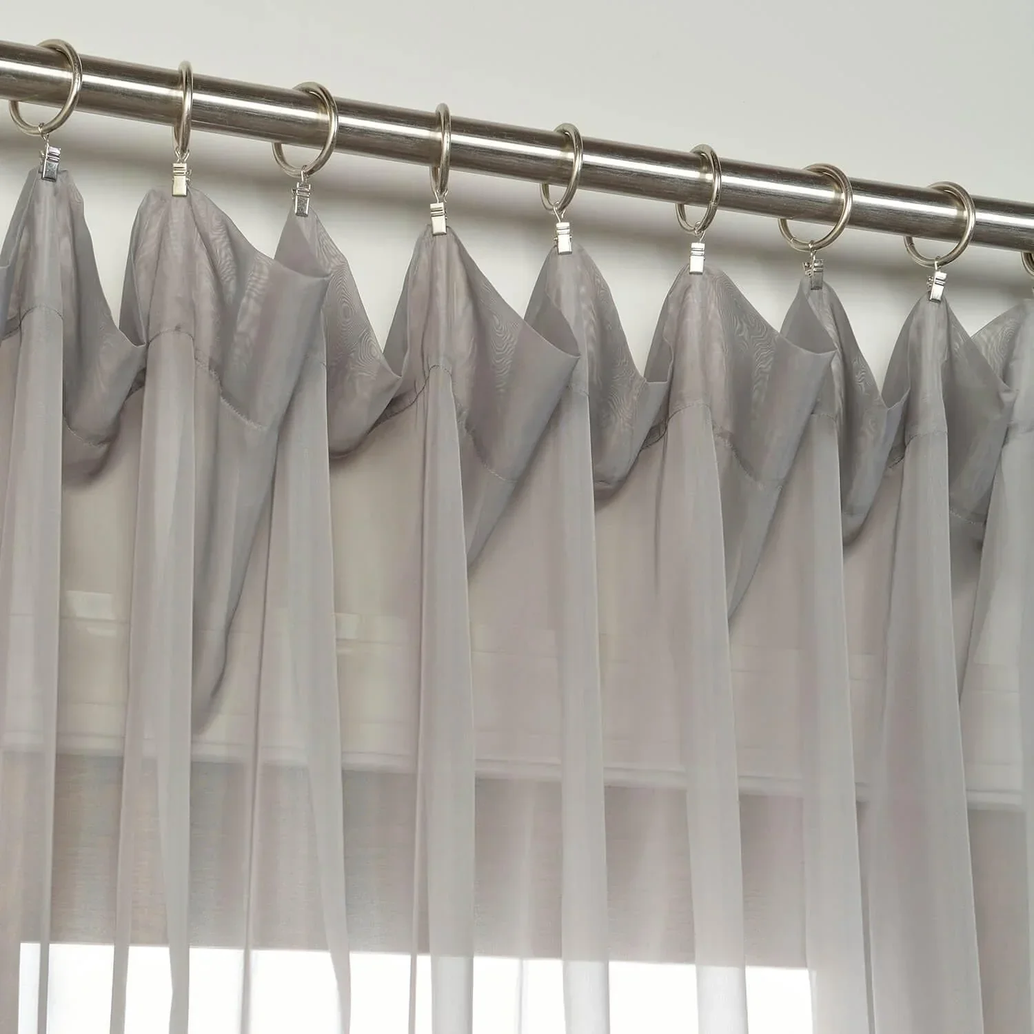Solid Grey Extra Wide Sheer Curtain - Image 2