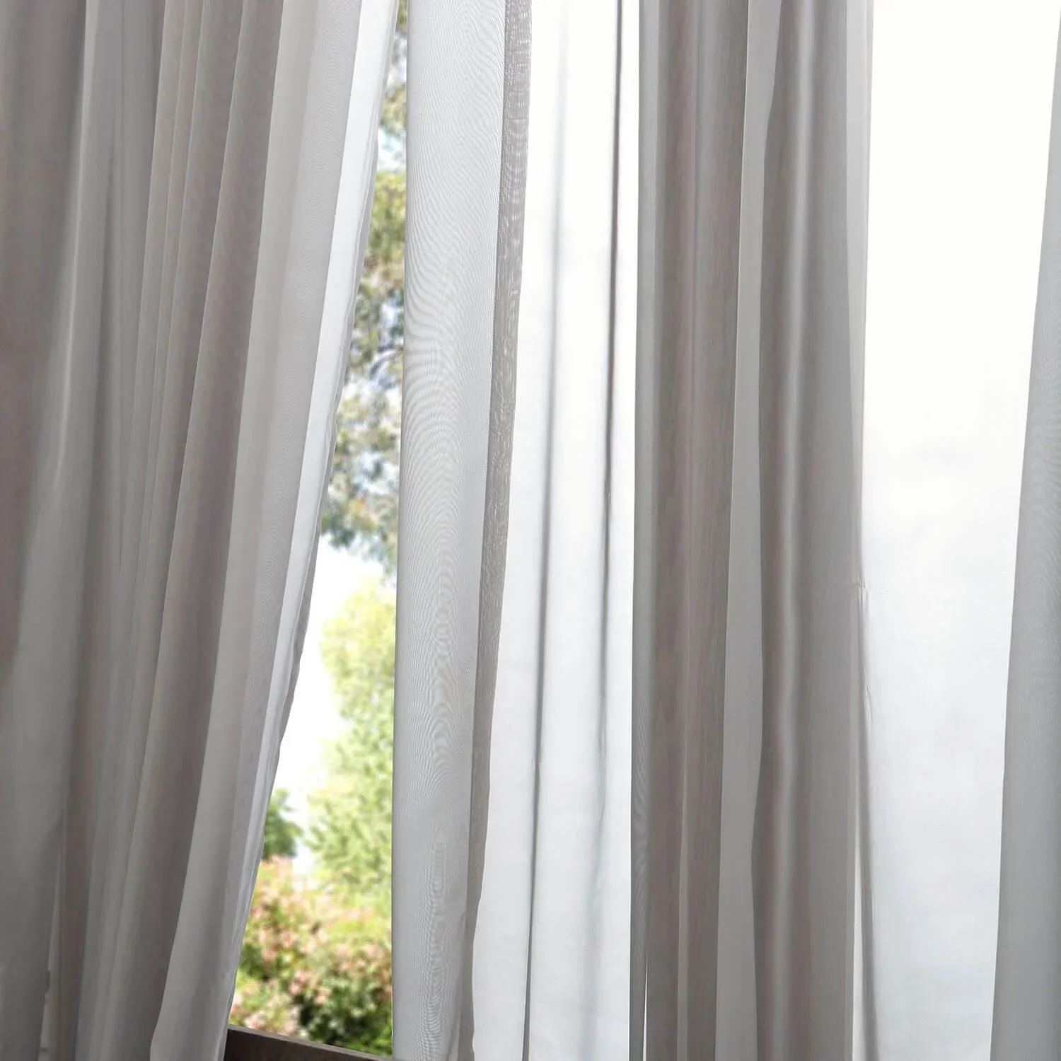 Solid Grey Extra Wide Sheer Curtain - Image 4