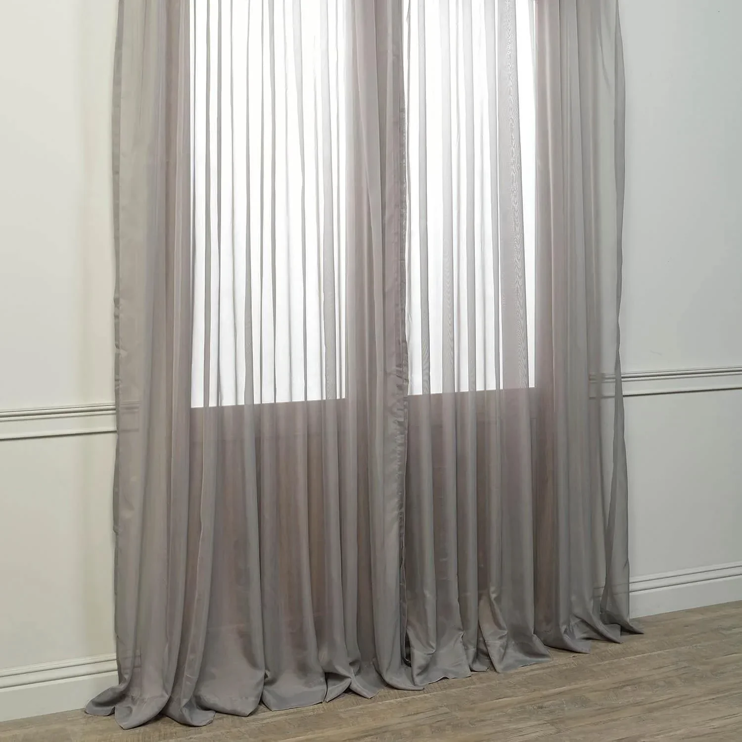 Solid Grey Extra Wide Sheer Curtain - Image 6