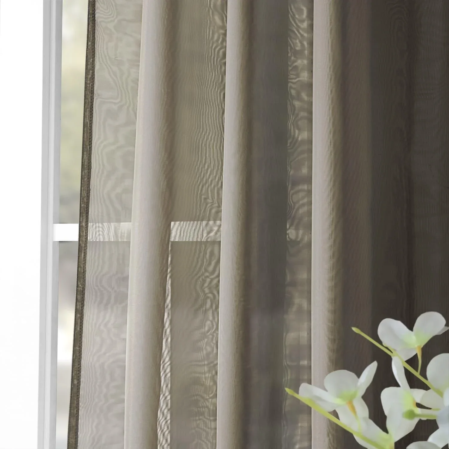 Solid Museum Grey Sheer Curtain Pair (2 Panels) - Image 5