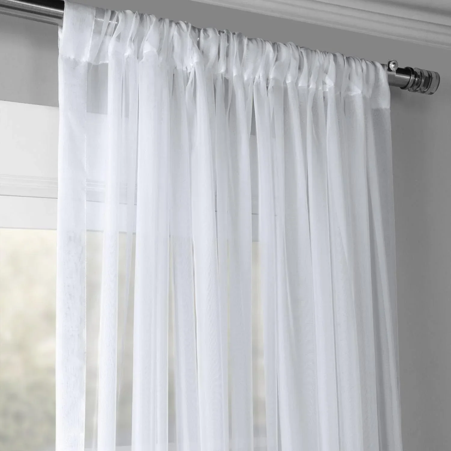 Solid White Extra Wide Sheer Curtain - Image 2