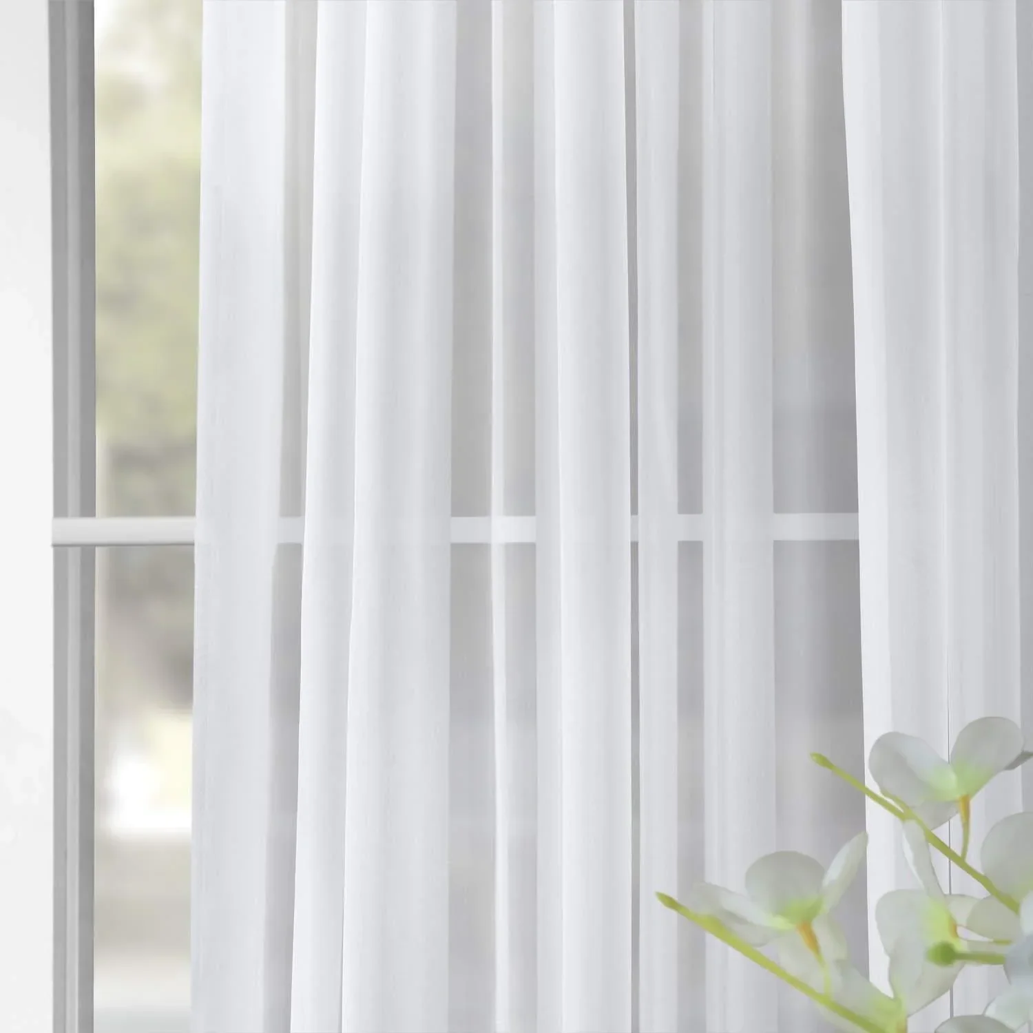 Solid White Extra Wide Sheer Curtain - Image 4