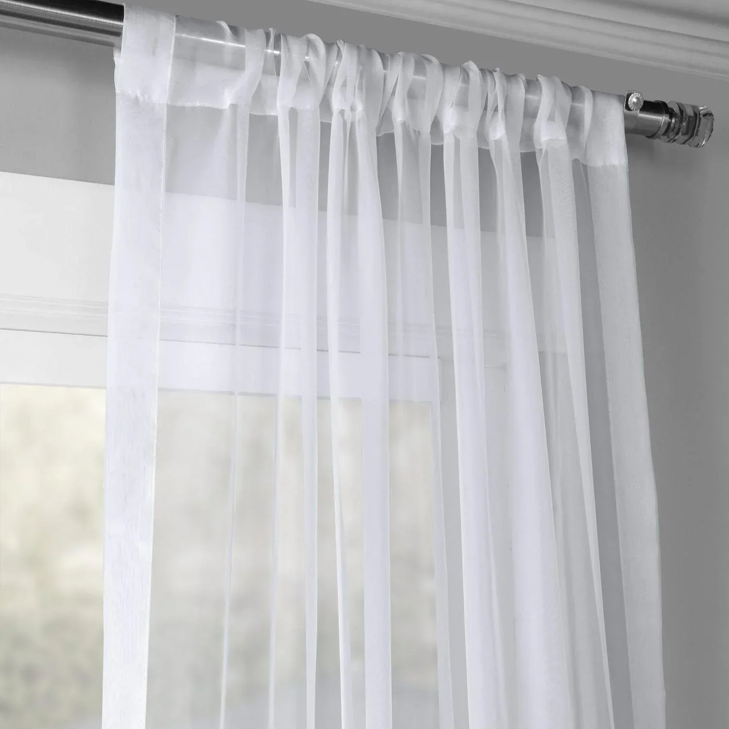 Solid White Sheer Curtain Pair (2 Panels) - Image 2