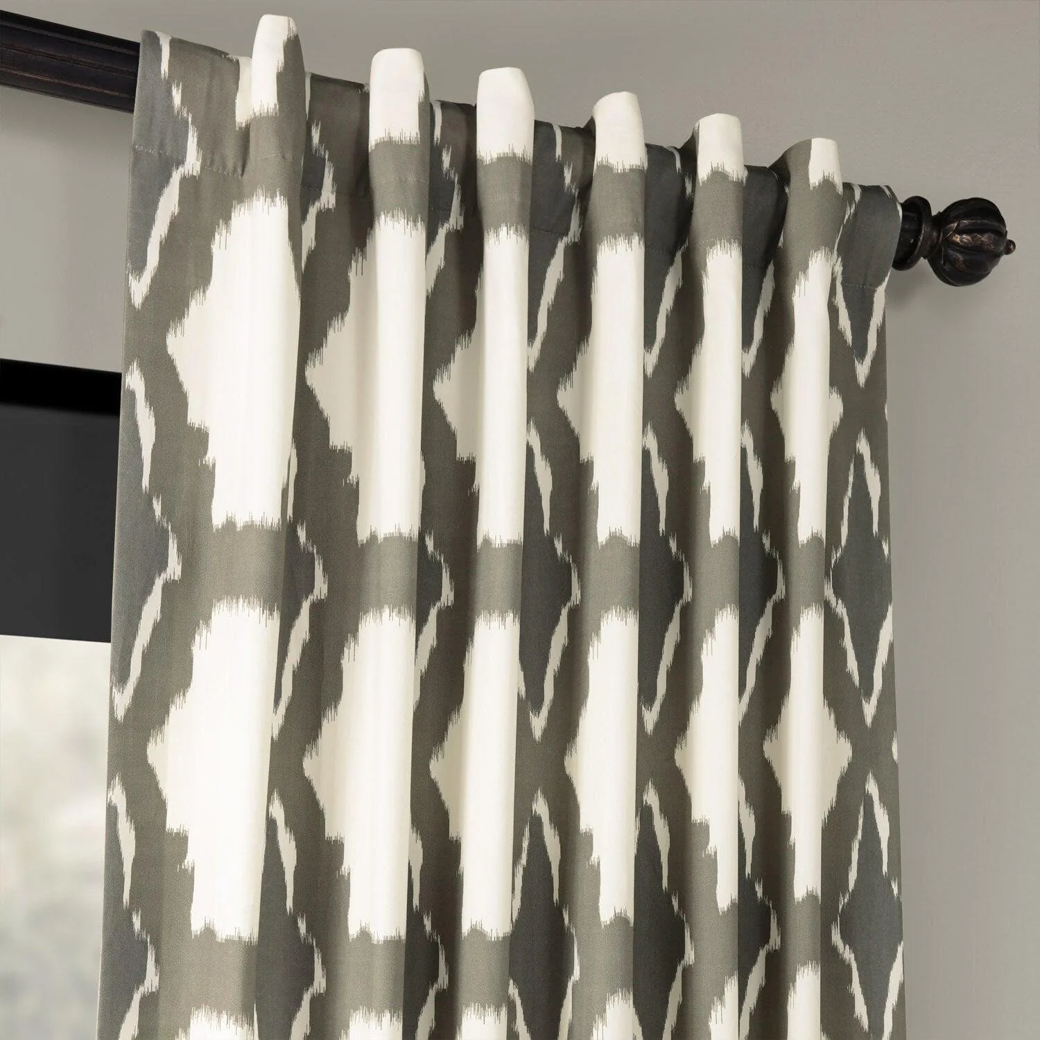 Sorong Beige Geometric Printed Cotton Room Darkening Curtain - Image 3