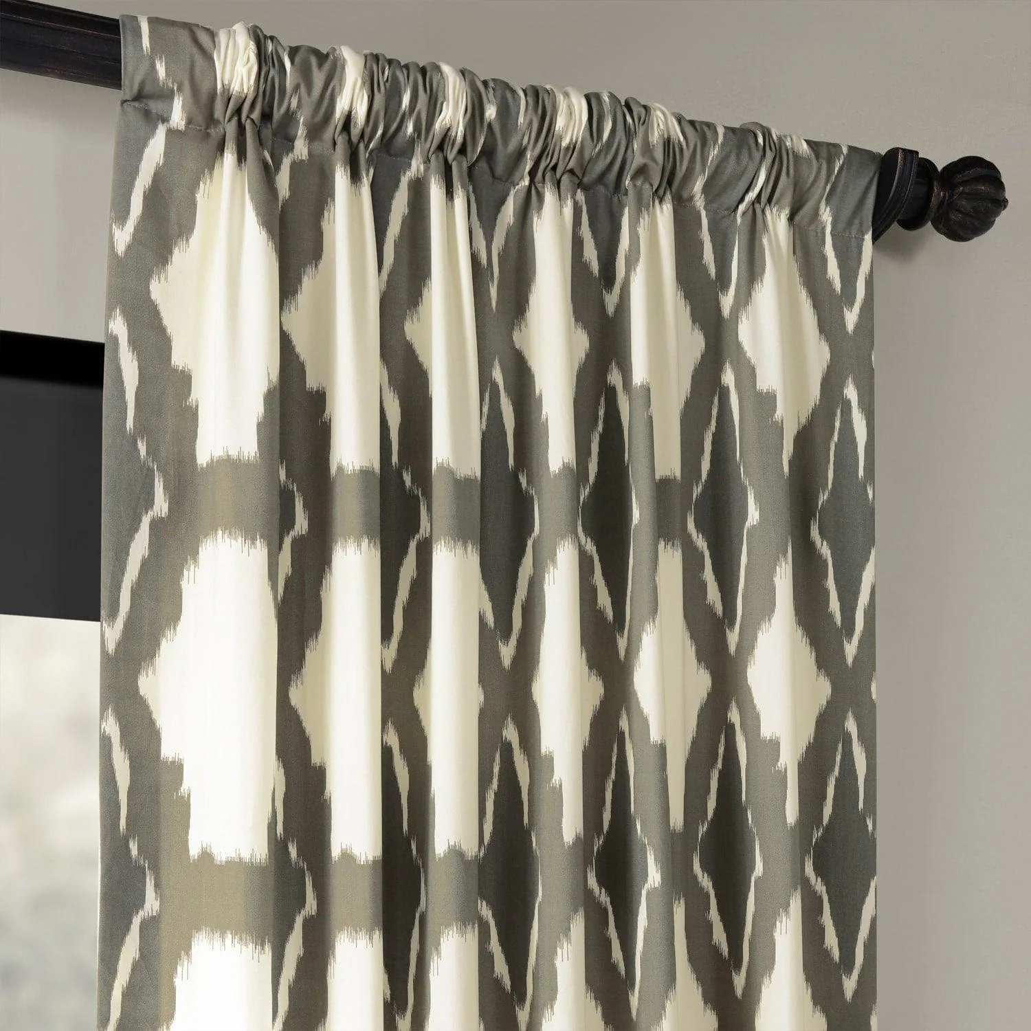Sorong Beige Geometric Printed Cotton Room Darkening Curtain - Image 4