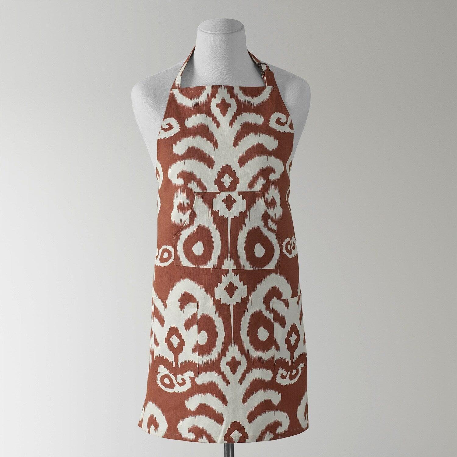 Sri Lanka Rust Damask Printed Cotton Apron