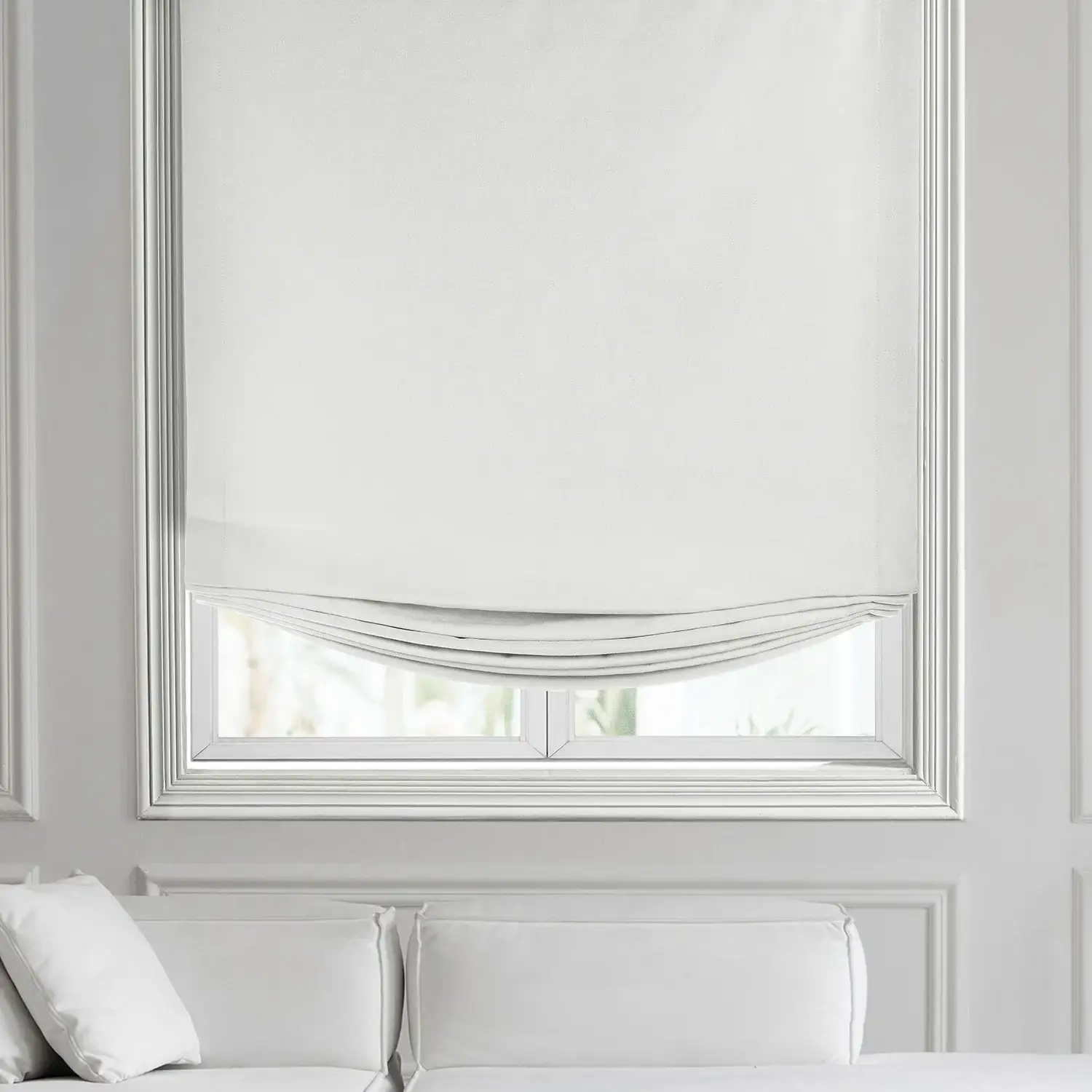 Starlight Off White Thermal Cross Linen Weave Roman Shade - Image 2