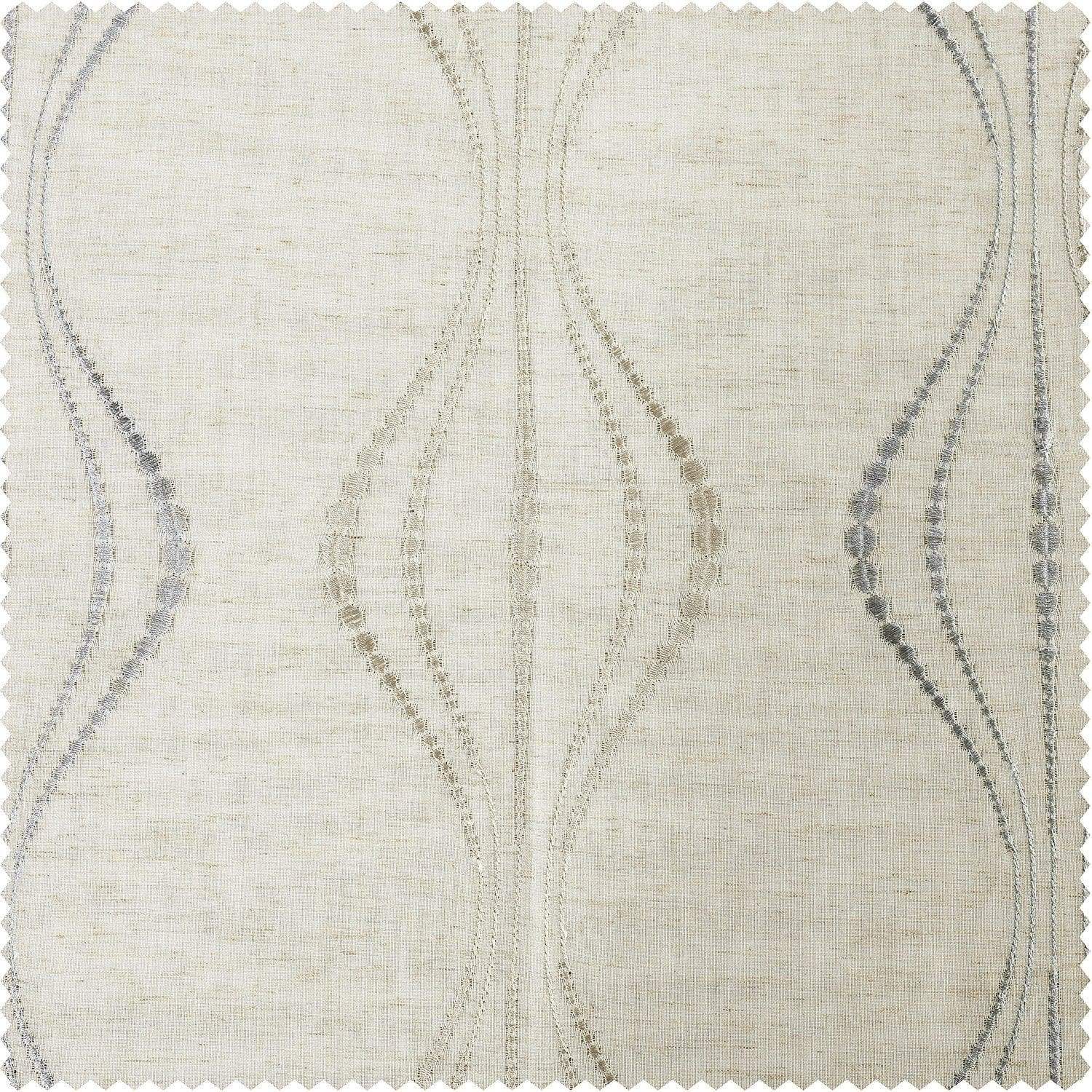 Suez Natural Striped Patterned Faux Linen Sheer Custom Curtain - Image 2