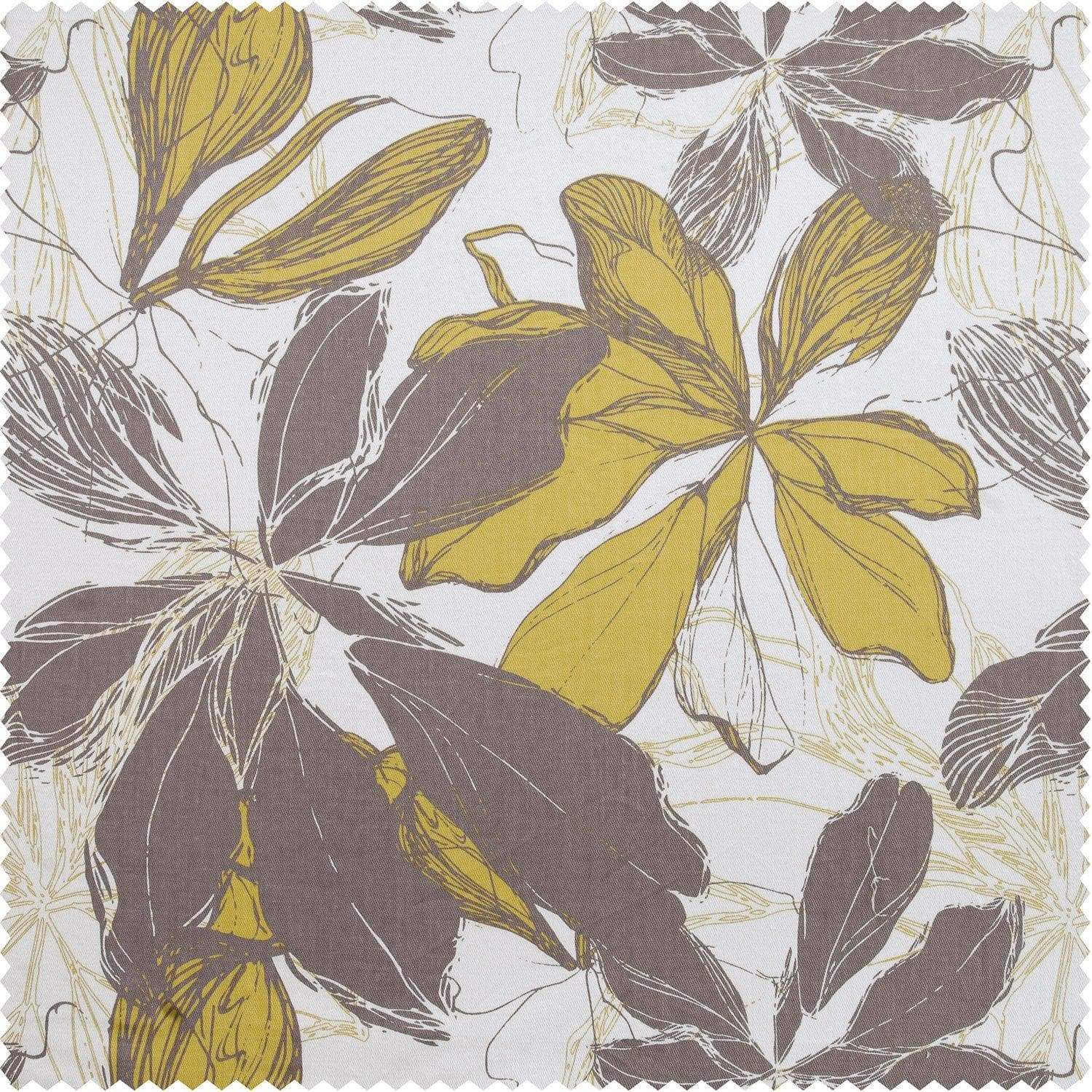 Sunny Day Gold Floral Printed Cotton Custom Curtain - Image 2