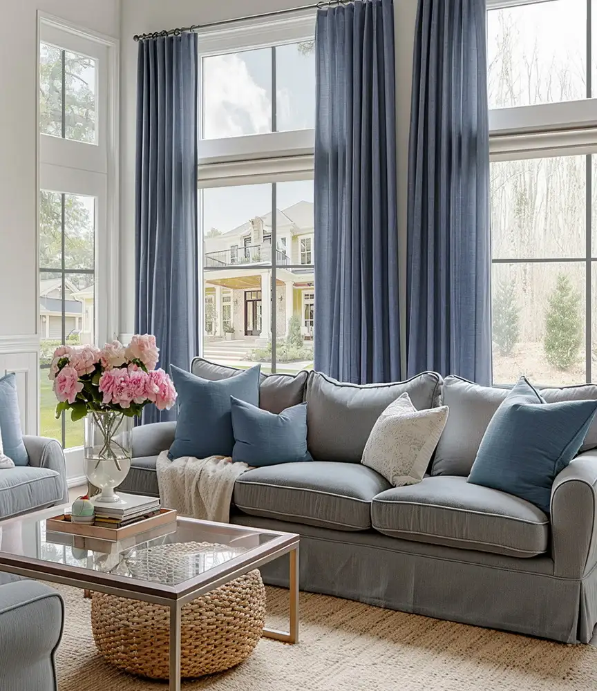 Sweden Blue Italian Faux Linen Custom Curtain - Image 4