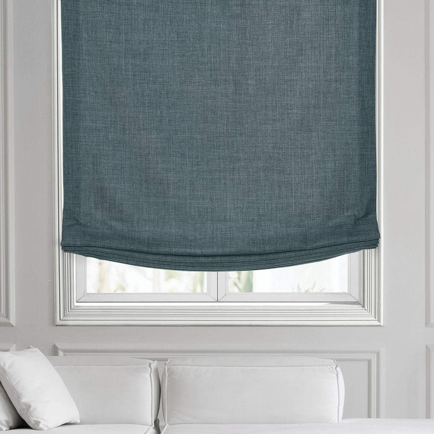 Sweden Blue Italian Faux Linen Roman Shade - Image 2