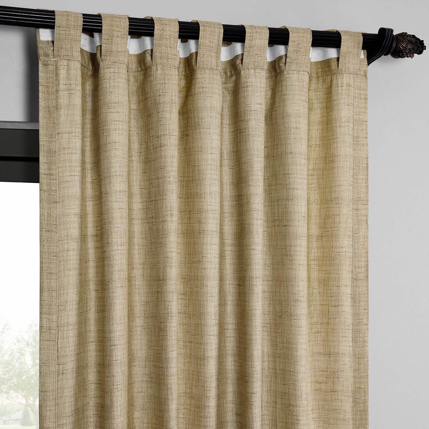 Tan Raw Linen Weave Semi-Sheer Curtain Pair (2 Panels) - Image 5