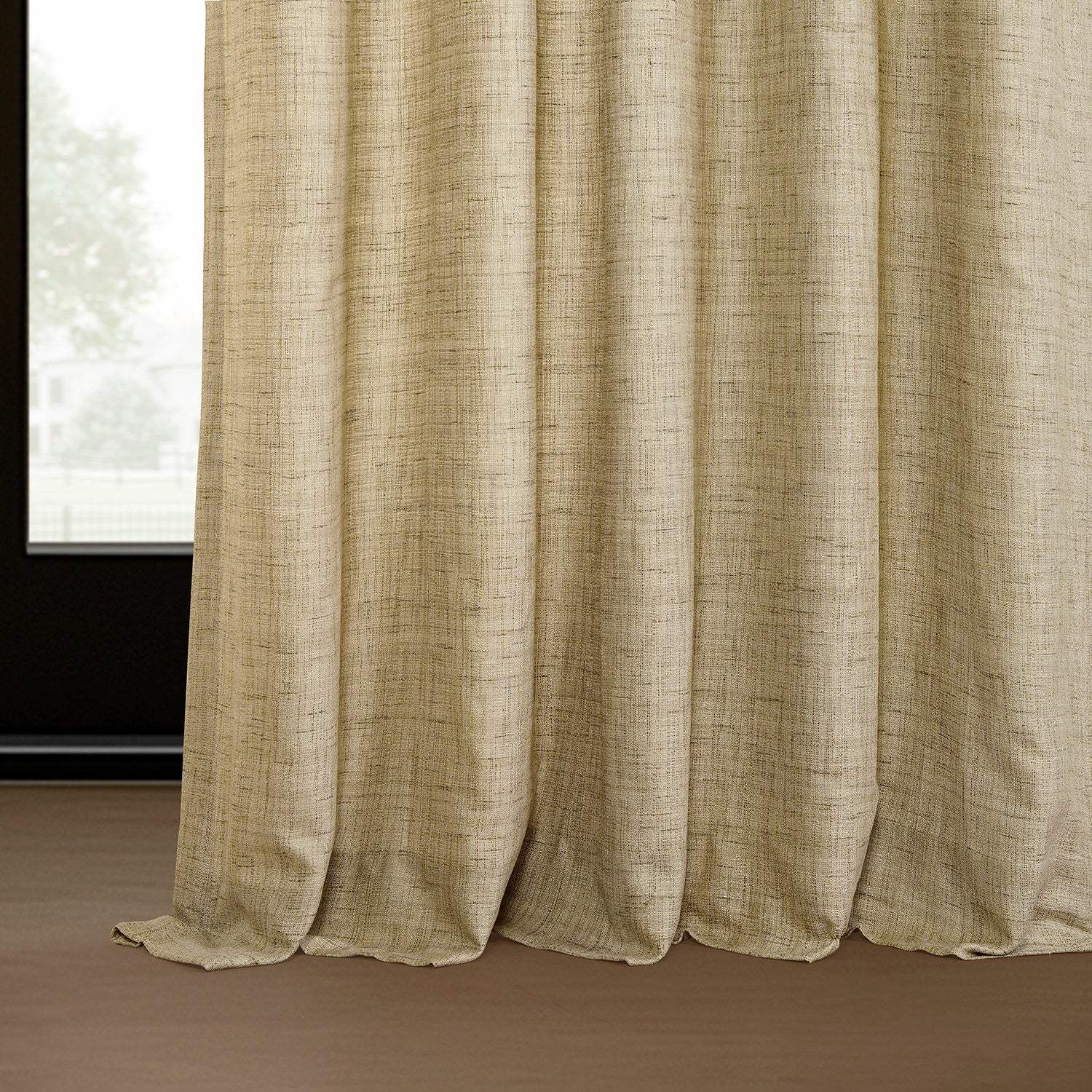Tan Raw Linen Weave Semi-Sheer Curtain Pair (2 Panels) - Image 6