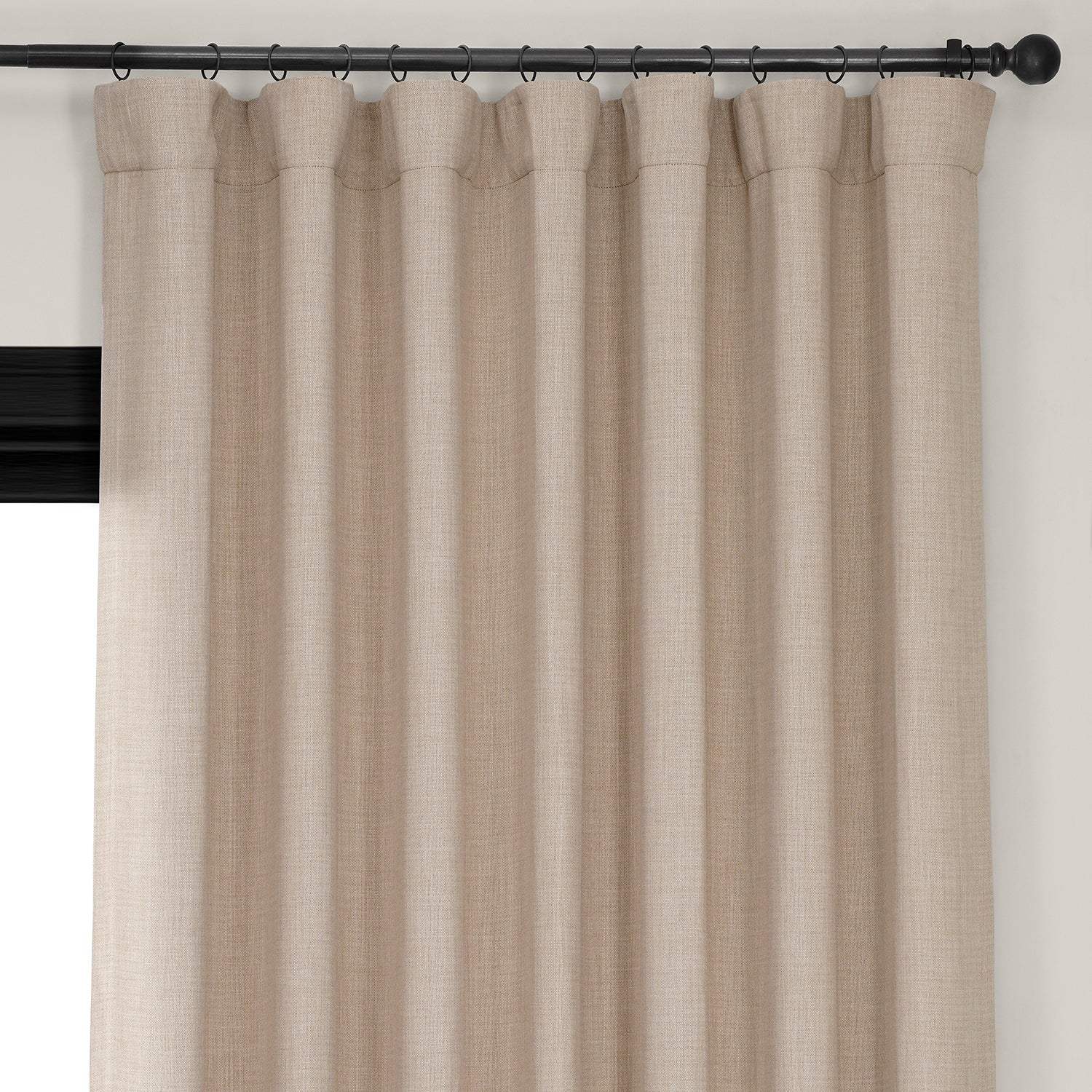 Thatched Tan Extra Wide Textured Faux Linen Room Darkening Curtain - Image 2