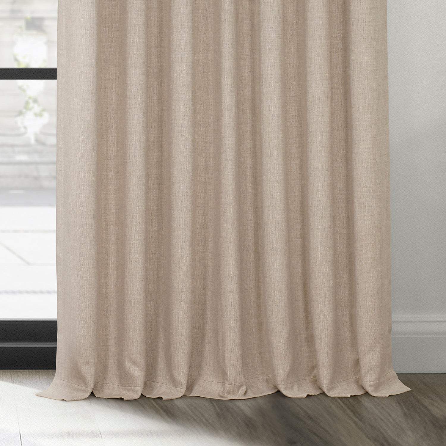 Thatched Tan Extra Wide Textured Faux Linen Room Darkening Curtain - Image 6