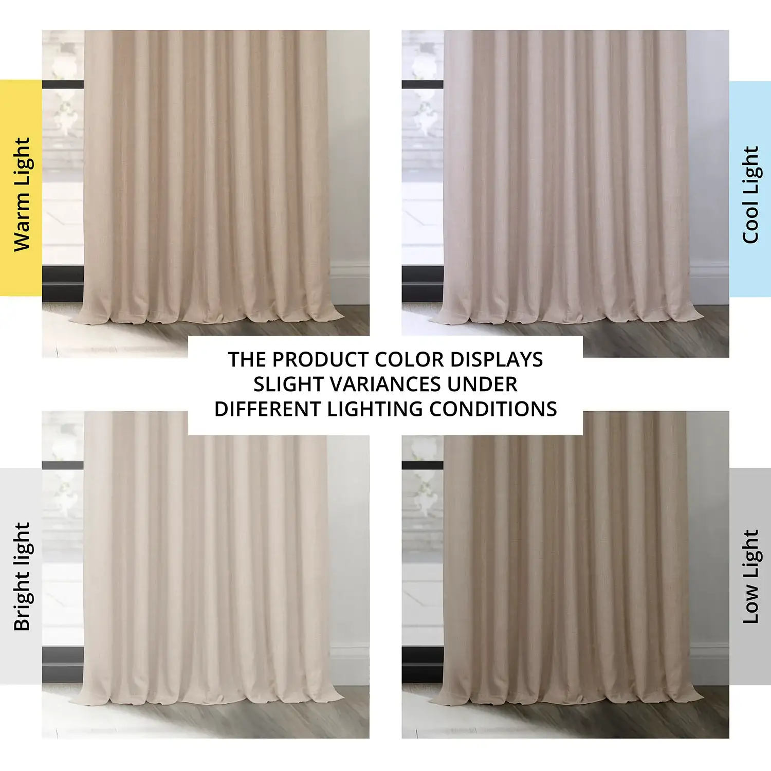Thatched Tan Extra Wide Textured Faux Linen Room Darkening Curtain - Image 7