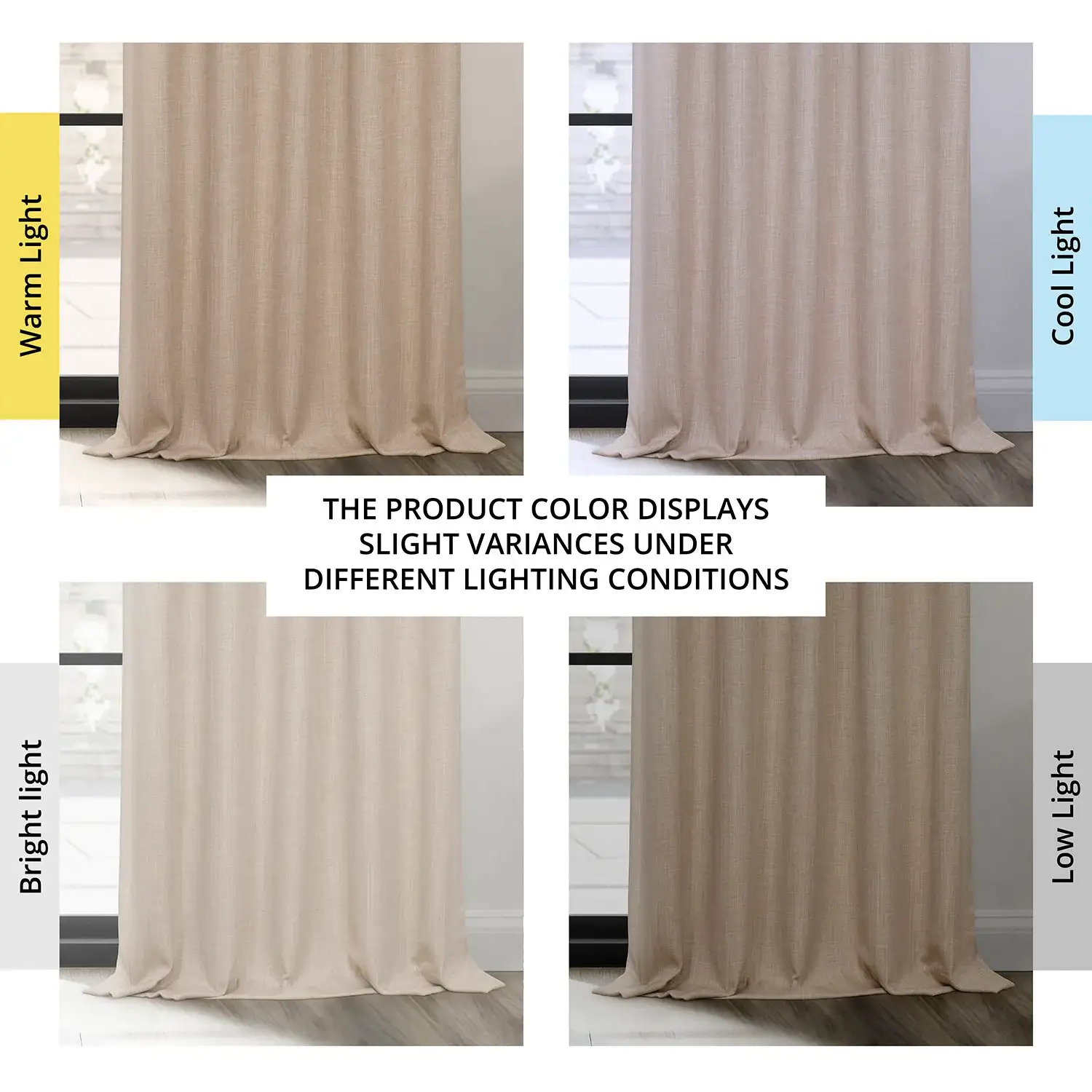Thatched Tan French Pleat Textured Faux Linen Room Darkening Curtain - Image 5