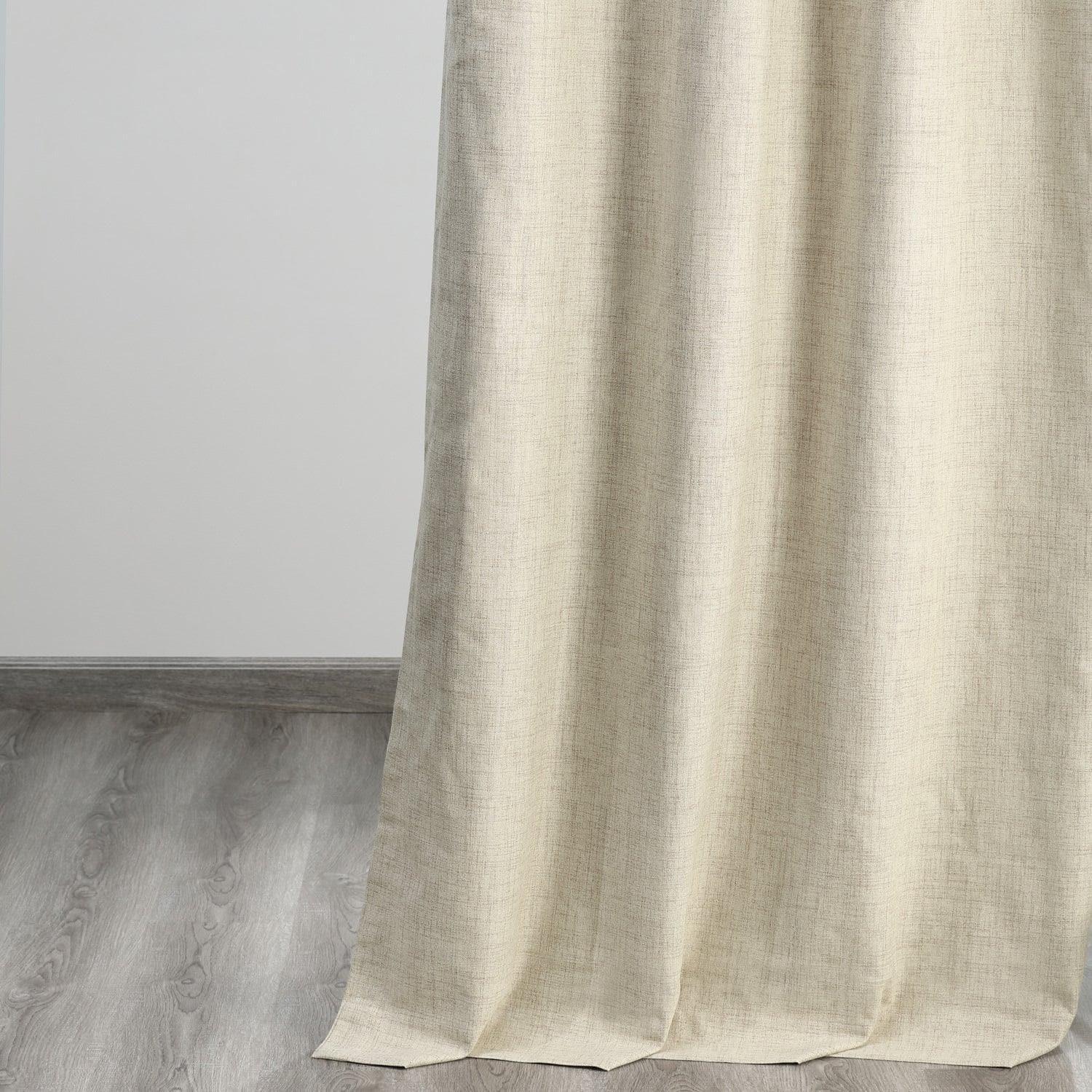 Toasted Tan Thermal Cross Linen Weave Blackout Curtain - Image 6