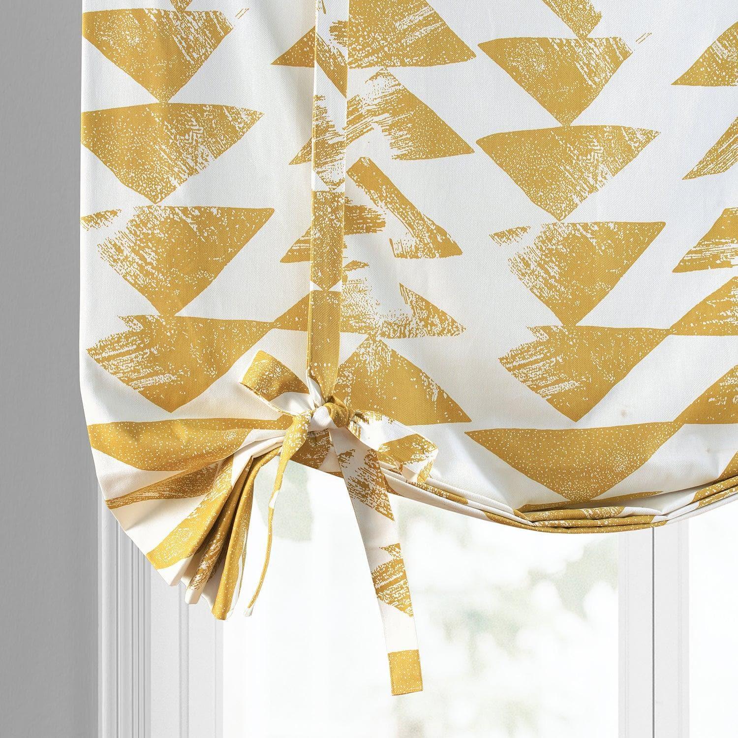 Triad Gold Geometric Printed Cotton Room Darkening Tie-Up Window Shade - Image 2