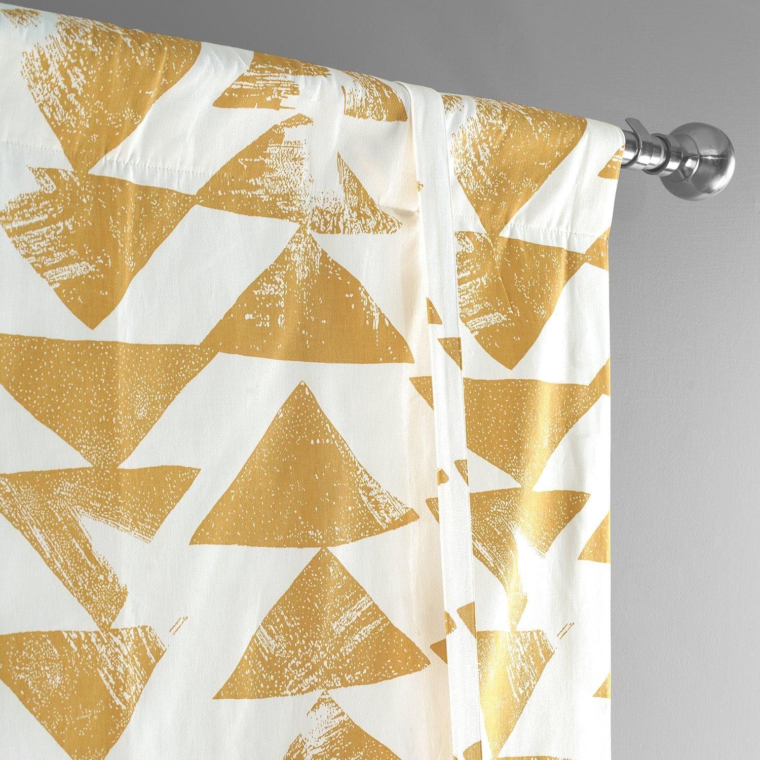 Triad Gold Geometric Printed Cotton Room Darkening Tie-Up Window Shade - Image 3