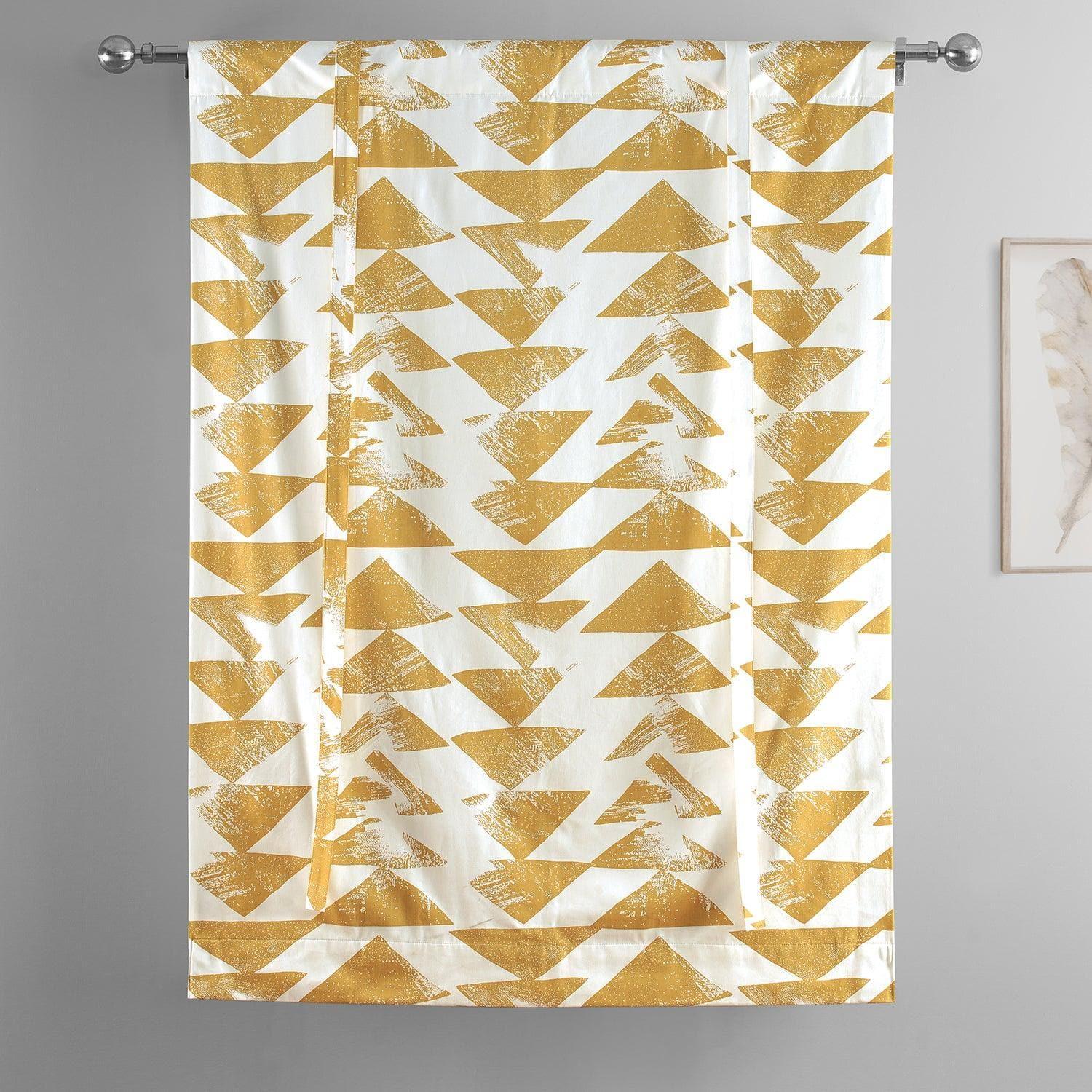 Triad Gold Geometric Printed Cotton Room Darkening Tie-Up Window Shade - Image 4