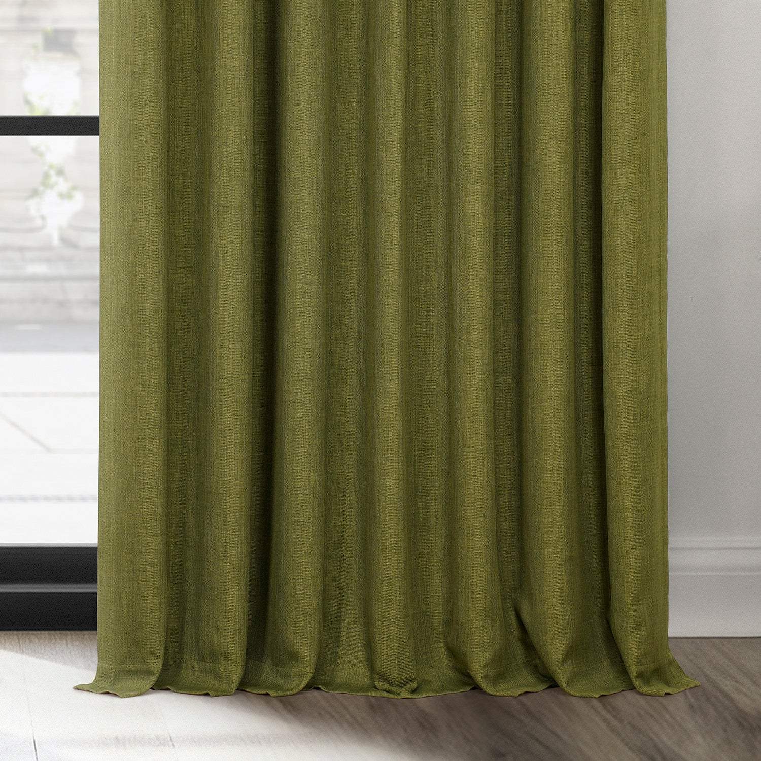 Tuscany Green Textured Faux Linen Custom Curtain - Image 3