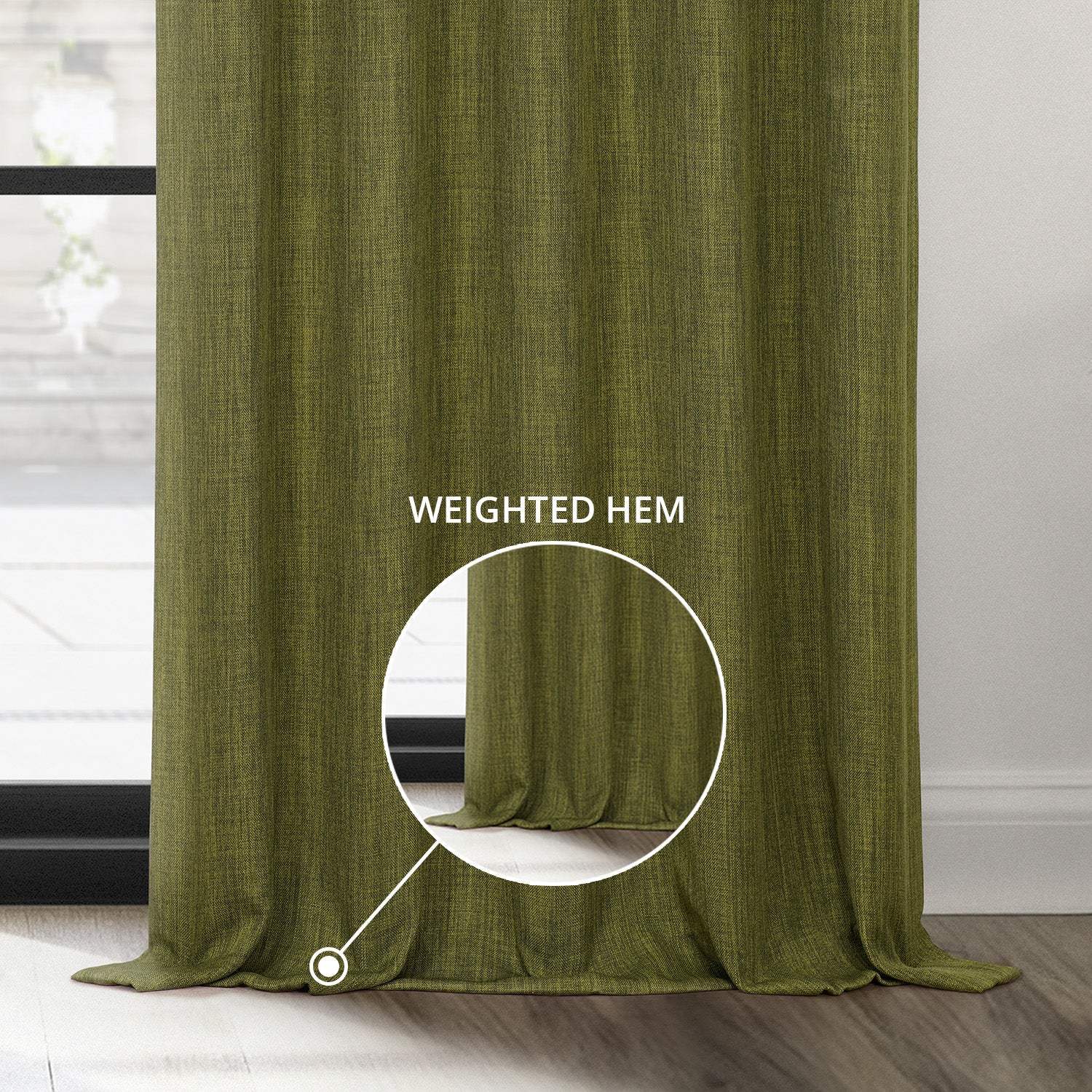 Tuscany Green Textured Faux Linen Custom Curtain - Image 4