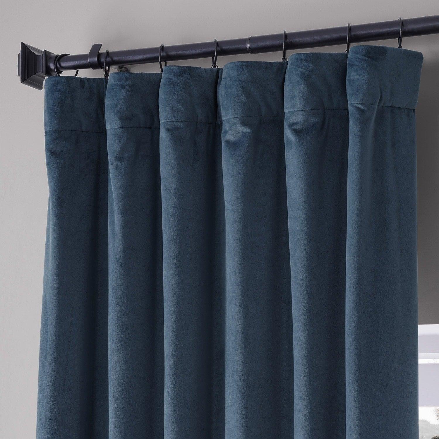 Varsity Blue Signature Plush Velvet Hotel Blackout Curtain - Image 2