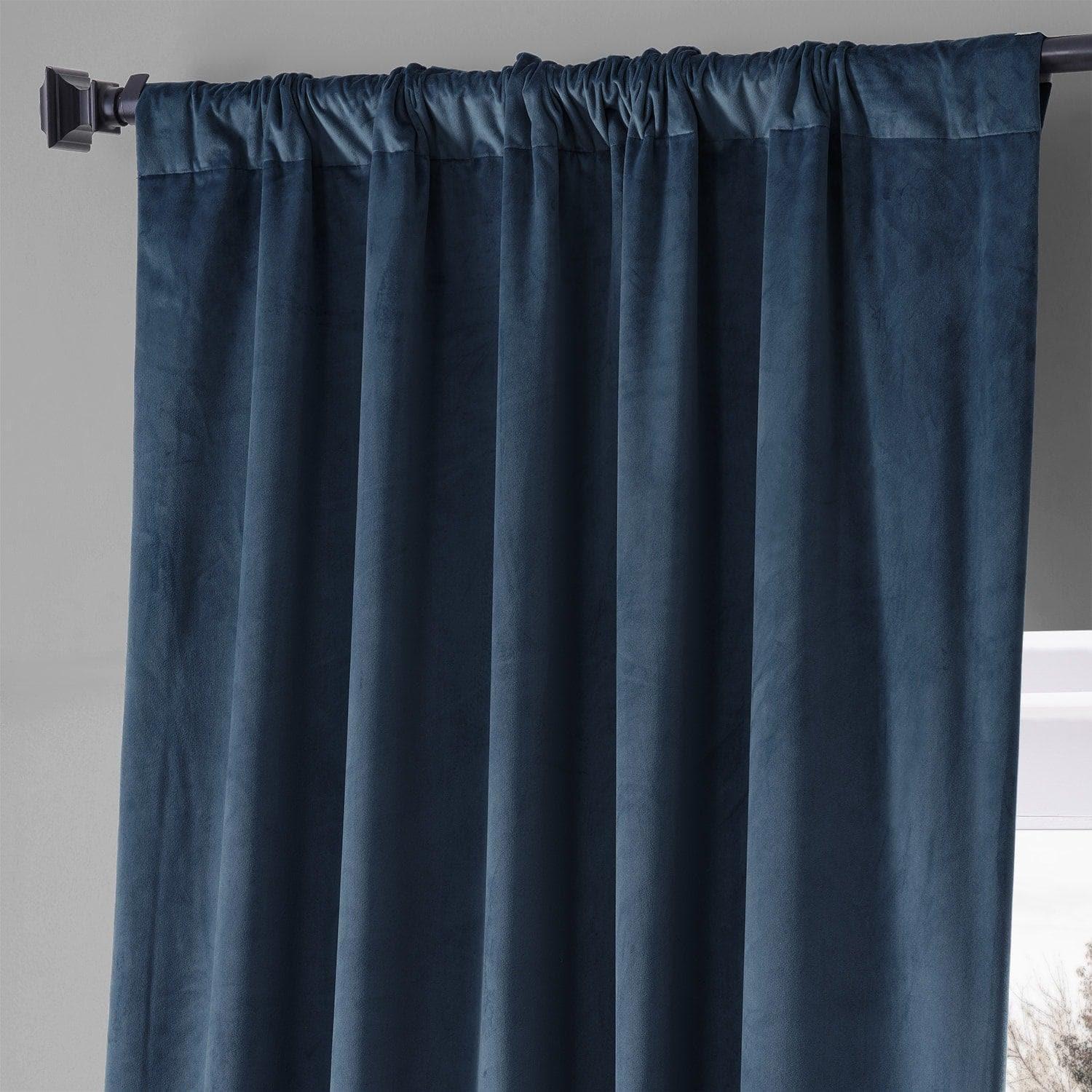 Varsity Blue Signature Plush Velvet Hotel Blackout Curtain - Image 4