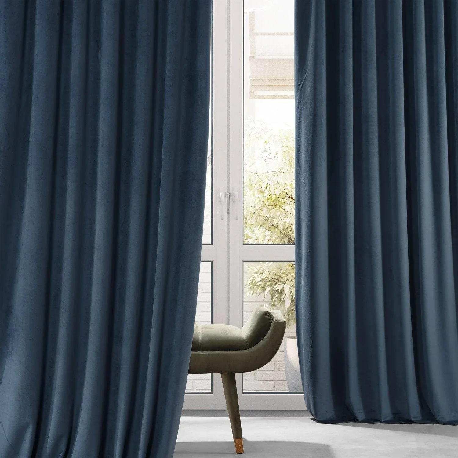 Varsity Blue Signature Plush Velvet Hotel Blackout Curtain - Image 6