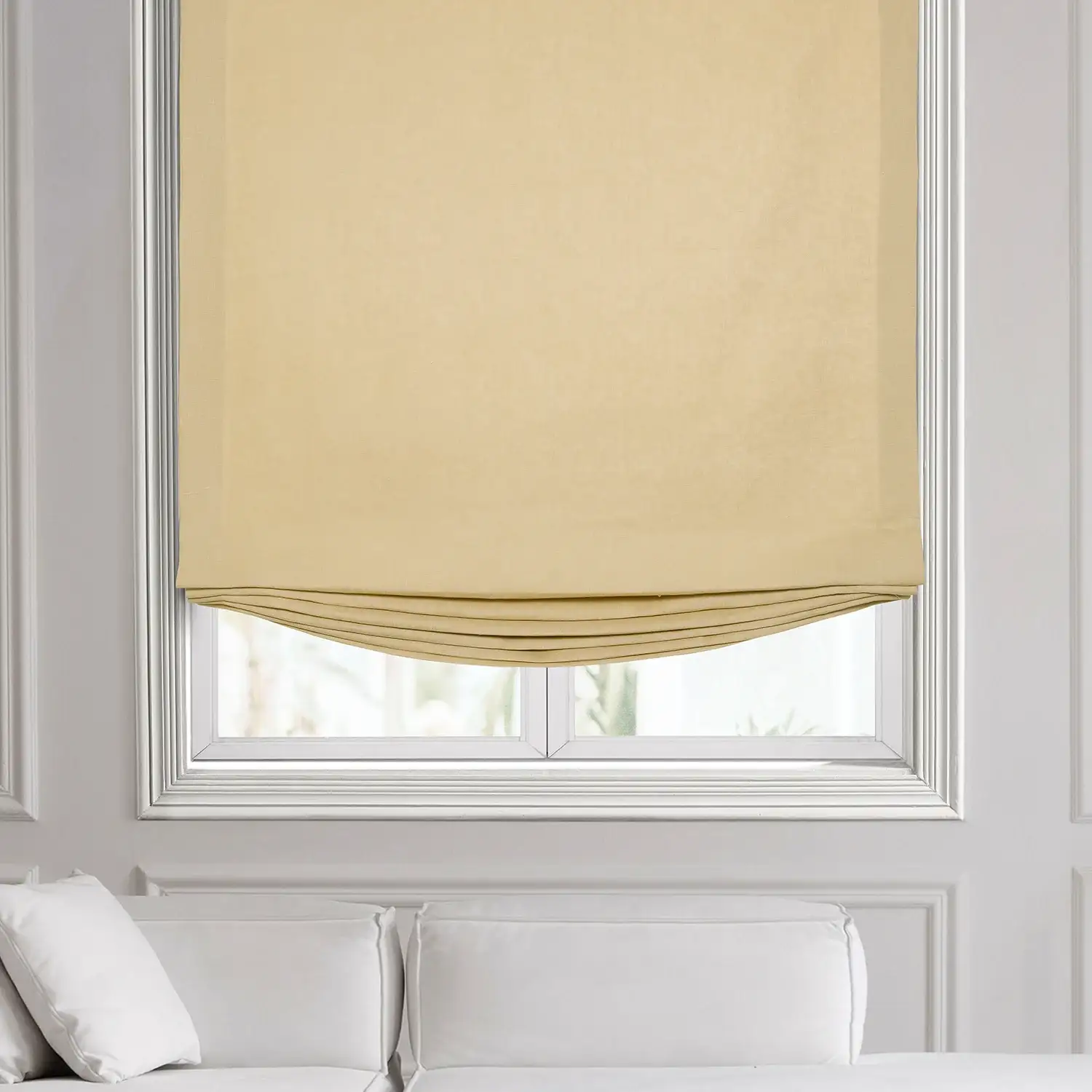 Walnut Beige French Linen Roman Shade - Image 2
