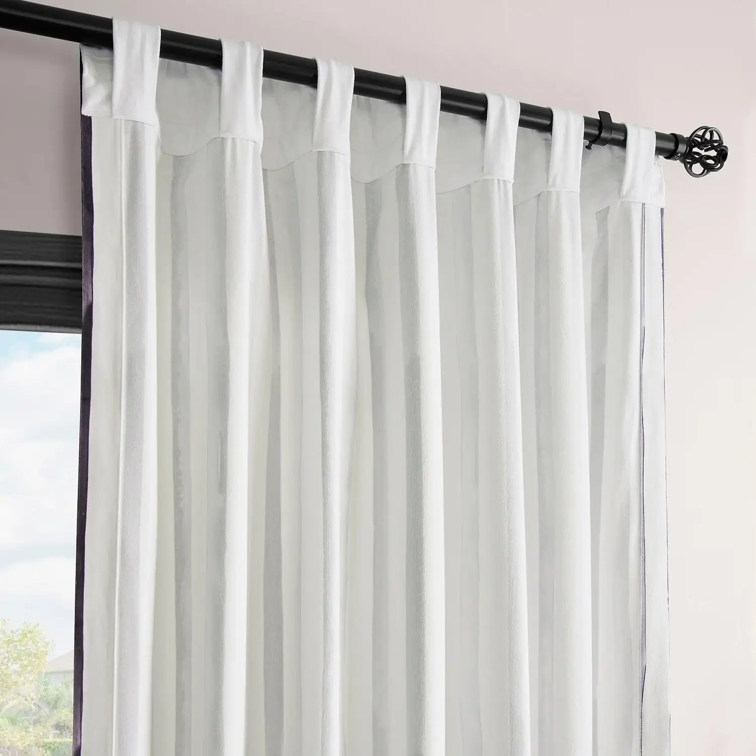 Waves Vertical Charcoal Striped Barcelona Velvet Room Darkening Curtain - Image 5