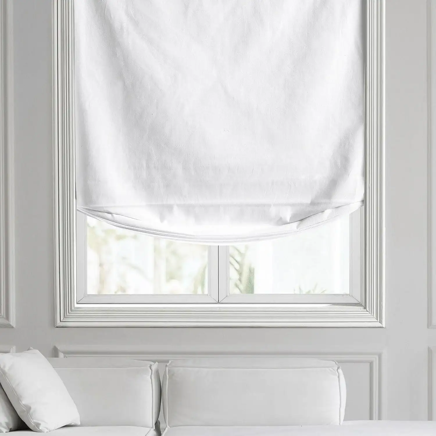 Whisper White Solid Cotton Roman Shade - Image 2