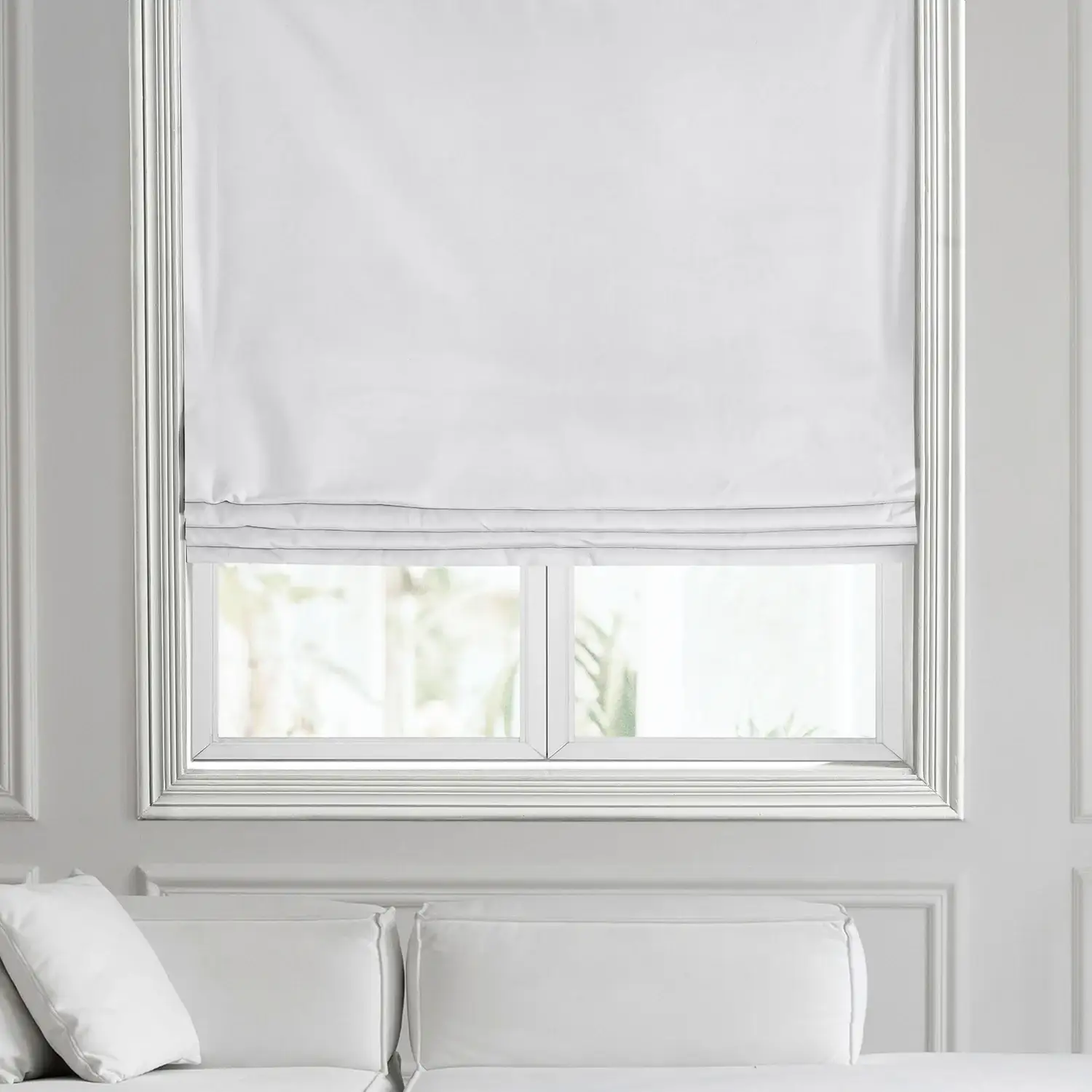 White Heritage Plush Velvet Roman Shade