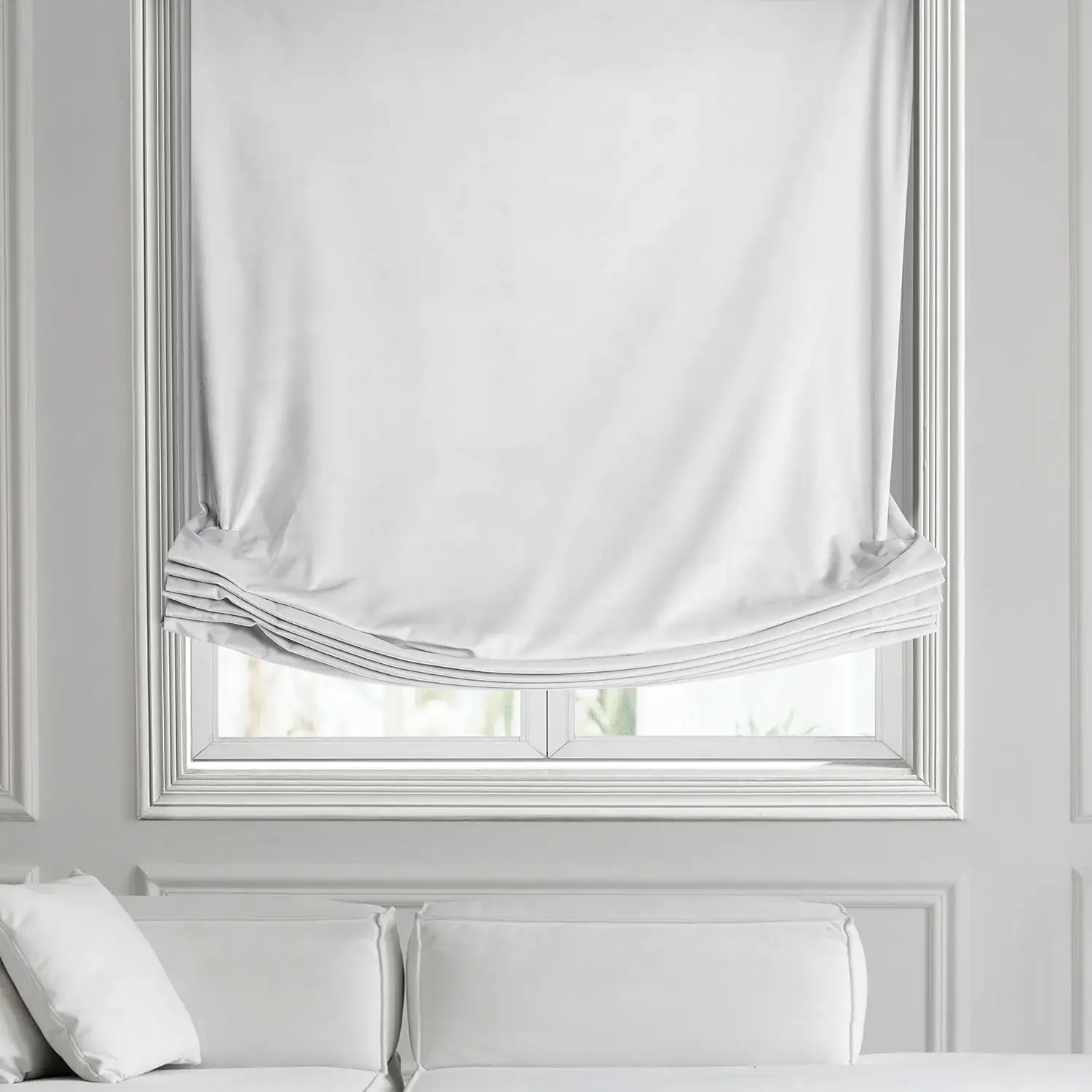White Heritage Plush Velvet Roman Shade - Image 2