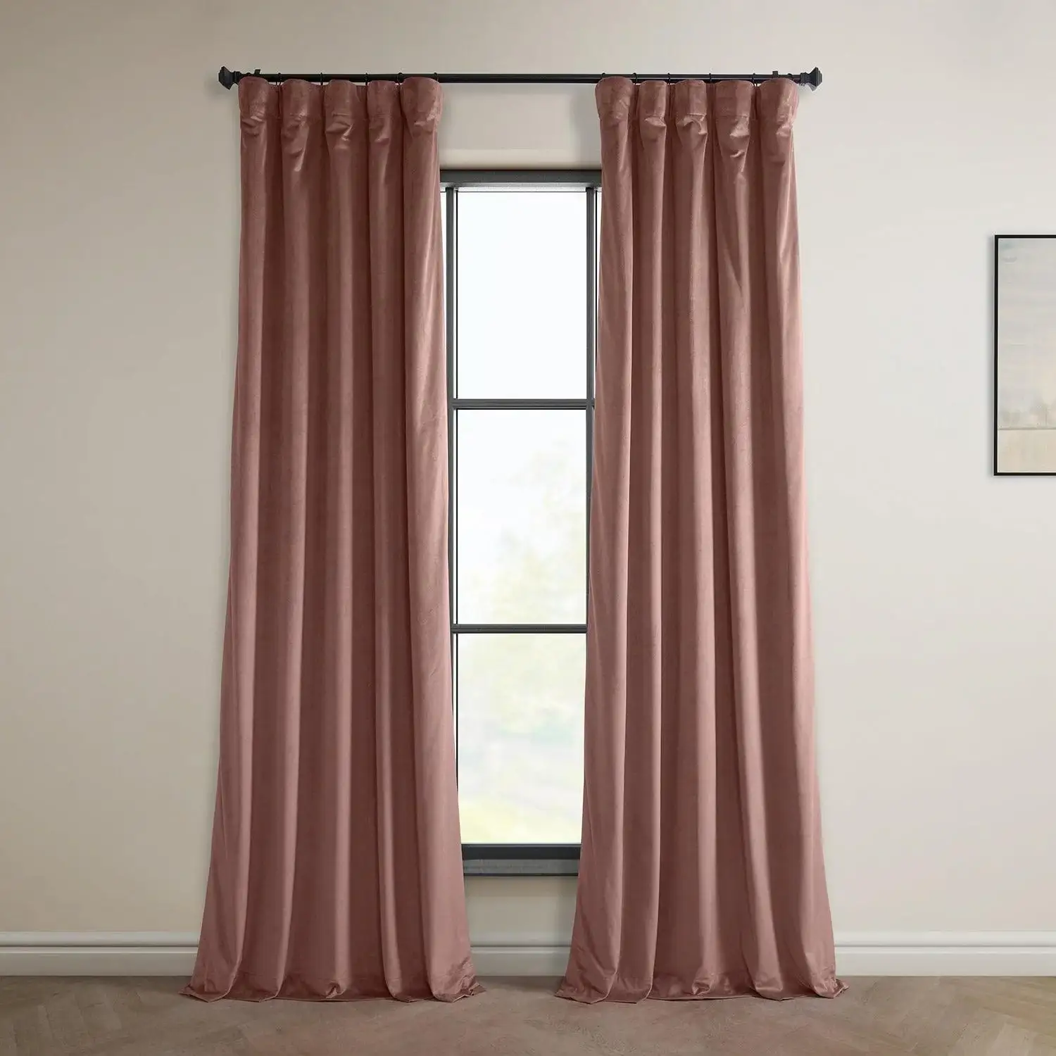 Wild Rose Heritage Plush Velvet Room Darkening Curtain