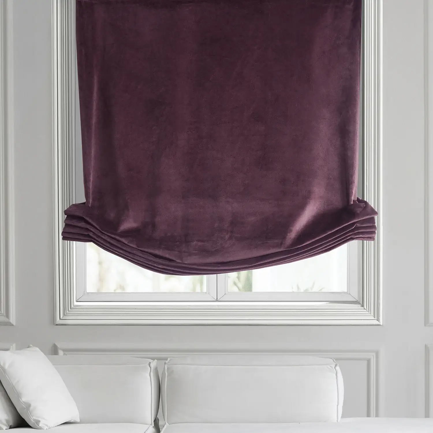 Winter Plum Heritage Plush Velvet Roman Shade - Image 2