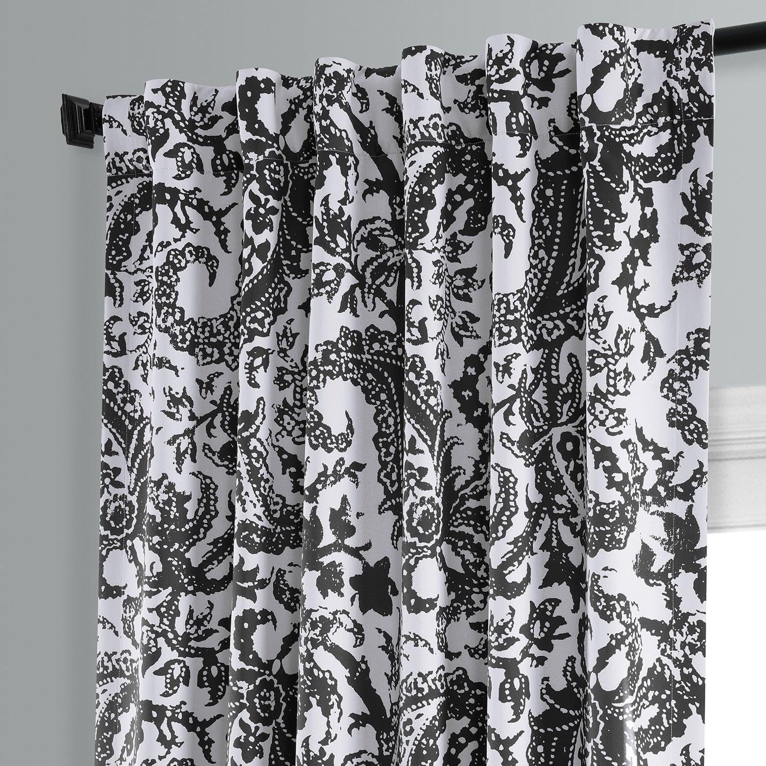 Zora Black Paisley Room Darkening Curtain - Image 3
