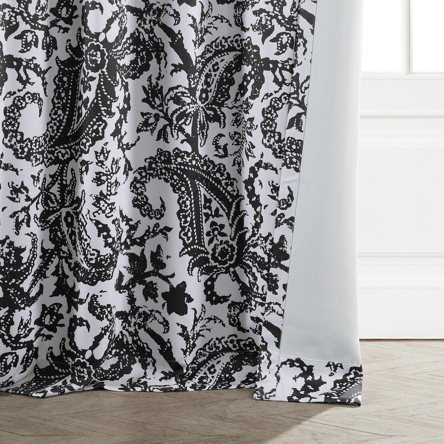 Zora Black Paisley Room Darkening Curtain - Image 5